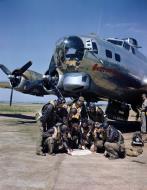Asisbiz WWII color photo of USAAF 43-37704 B-17G Fortress 8AF 381BG535BS MSJ Button Nose Ridgewell Jun 1944 02