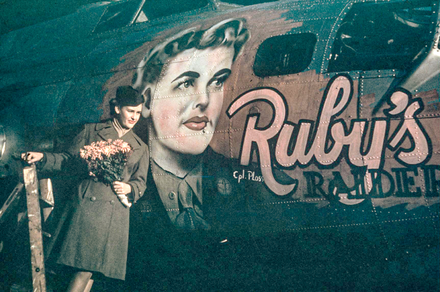 44-6483 B-17G Fortress 8AF 385BG549BS SGG Ruby's Raiders nose art right side 01