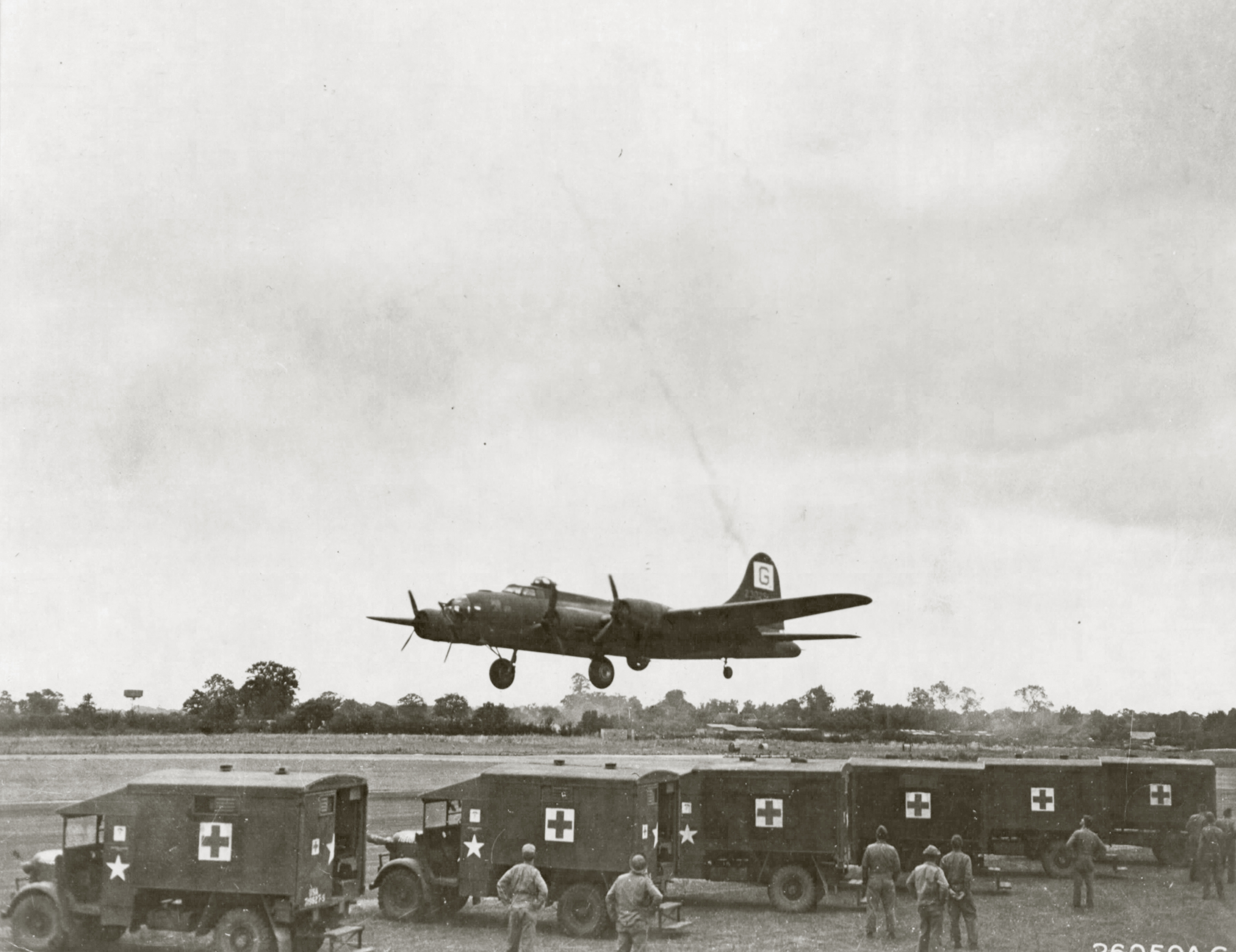 Boeing B-17 Fortress 8AF 385BG returns from a mission over Germany 23rd Nov 1943 01