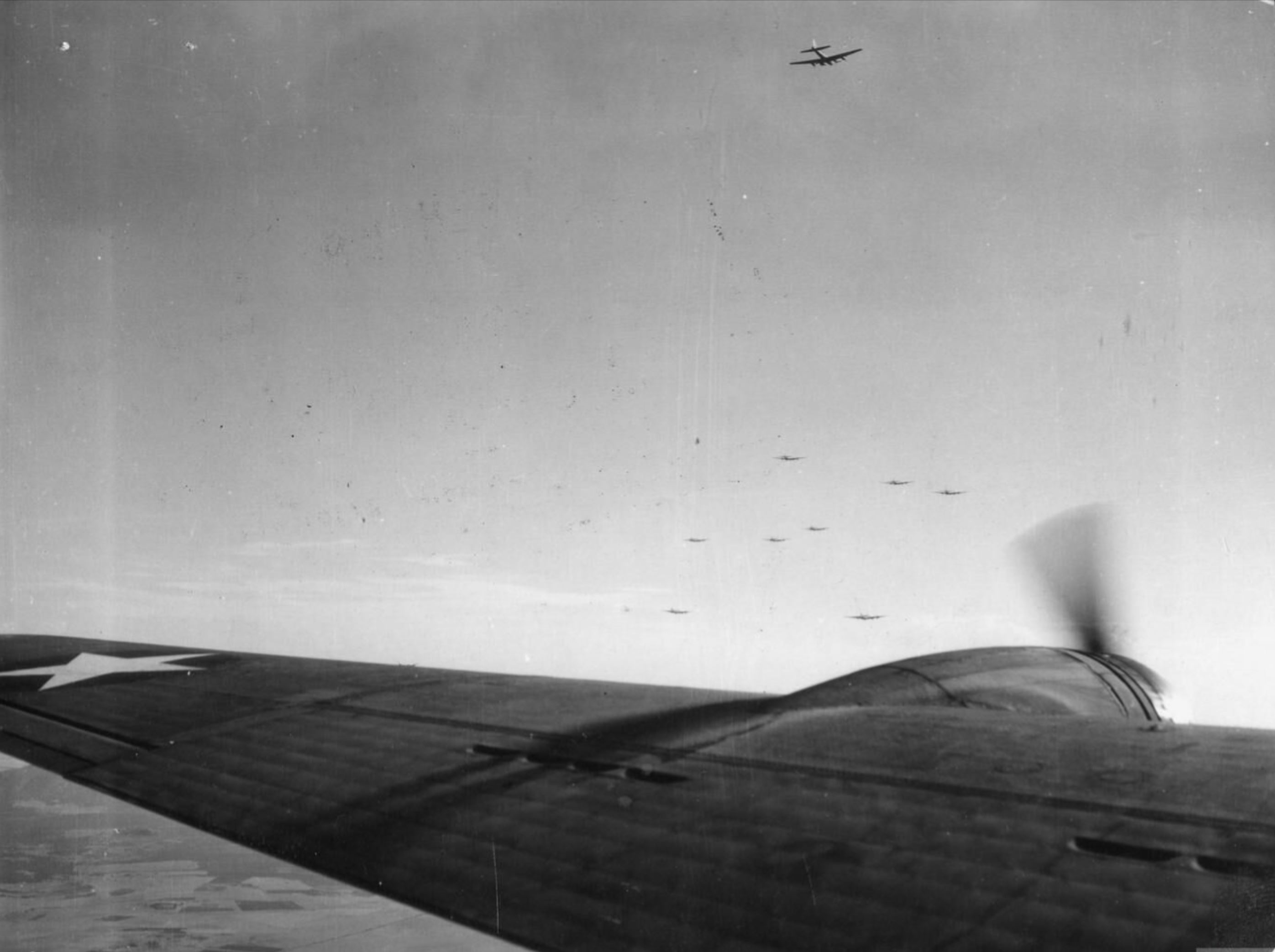 Boeing B-17 Fortresses 8AF 385BG flying their box formations 17th May 1943 FRE11697