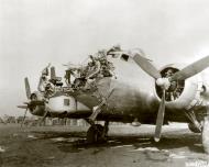 Asisbiz 43 38172 B 17G Fortress 8AF 398BG601BS 3OP Lovely Julie with severe battle damaged Cologne 15th Oct 1944 FRE1698