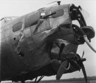 Asisbiz Boeing B 17G Fortress 8AF 398BG with nose damage FRE1681