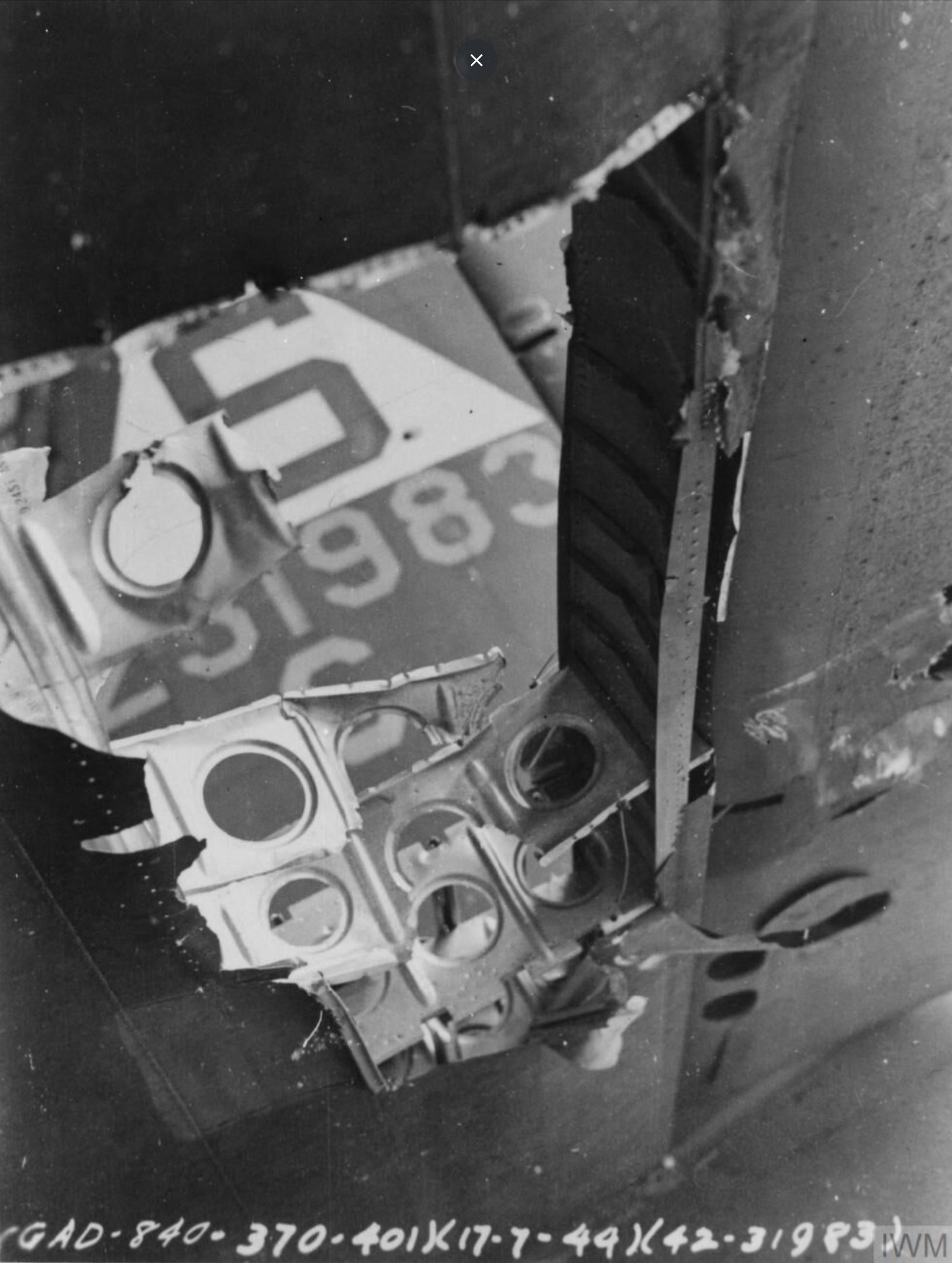 42 31983 B 17G Fortress 8AF 401BG615BS IYG Mary Alice flak damaged 17th Jul 1944 FRE8090
