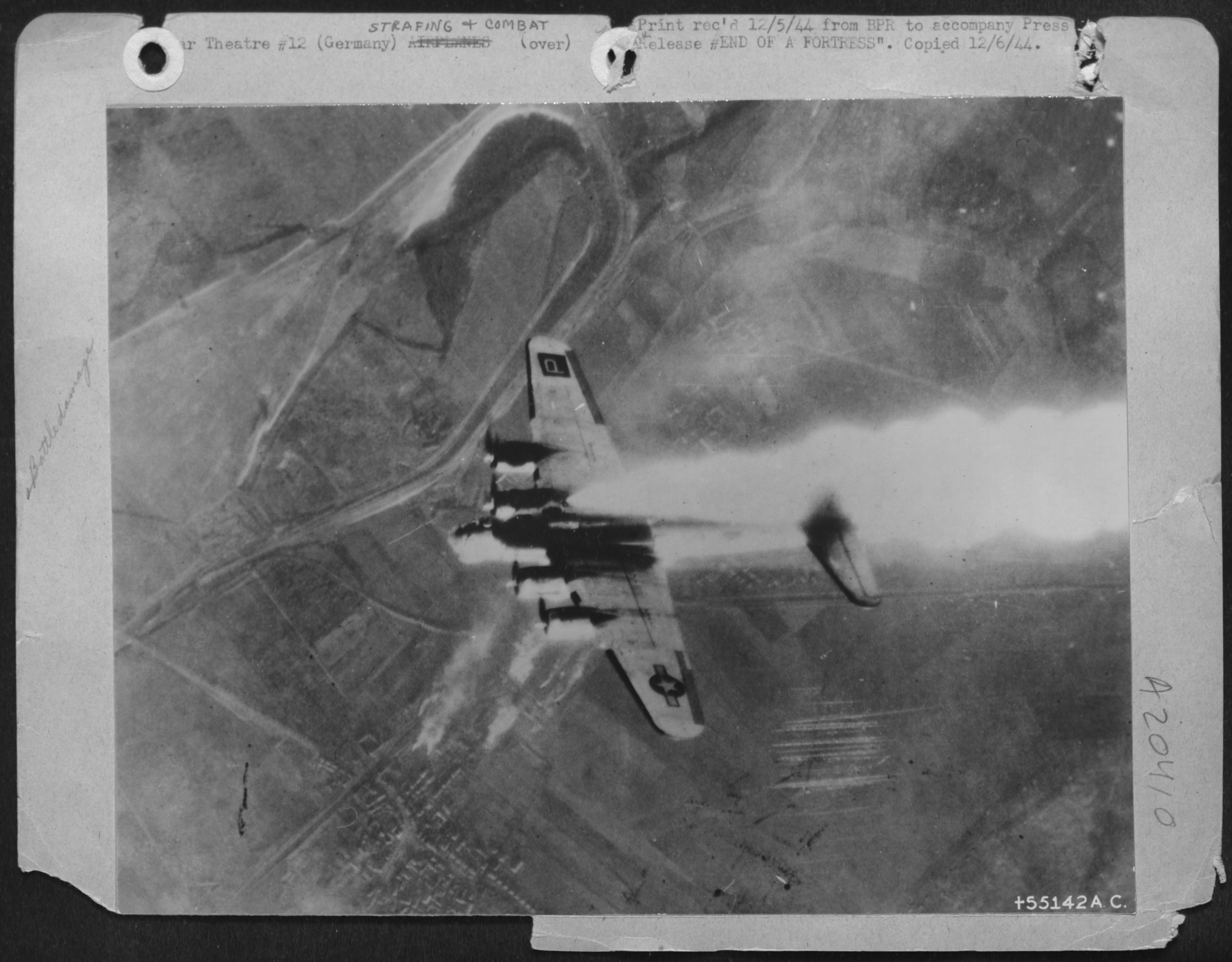 43-37877 B-17G Fortress 8AF 487BG836BS over Zeitz Germany 30th Nov 1944 7KIA 2POW MACR 11154