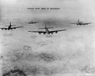 Asisbiz Boeing B 17 Fortresses 8AF 91BG in formation at 12,100 enroute to Croisette France 14th Jan 1944 NA554