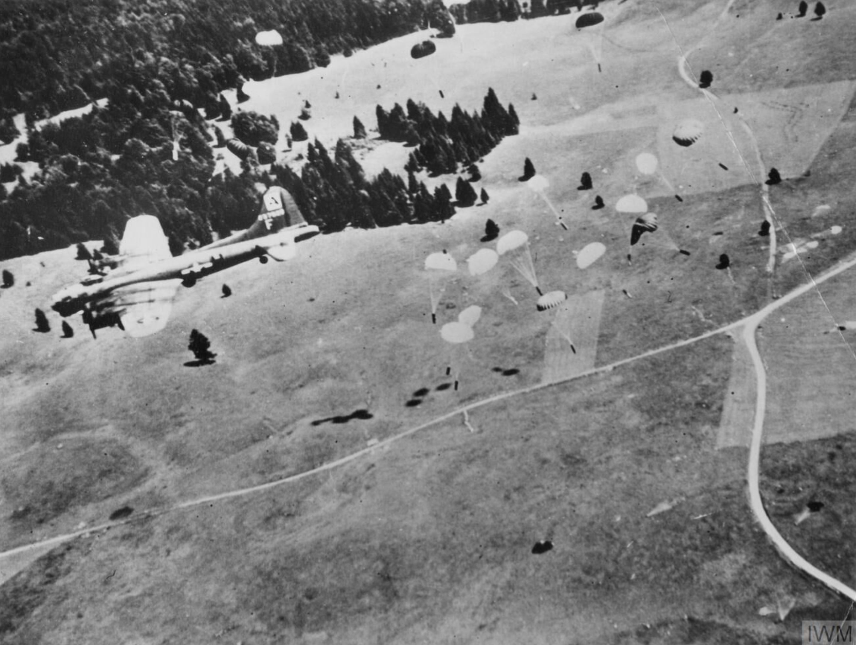 Boeing B 17G Fortress 8AF 94BG drops supplies to the French Resistance at Vercors 14th July 1944 FRE3871