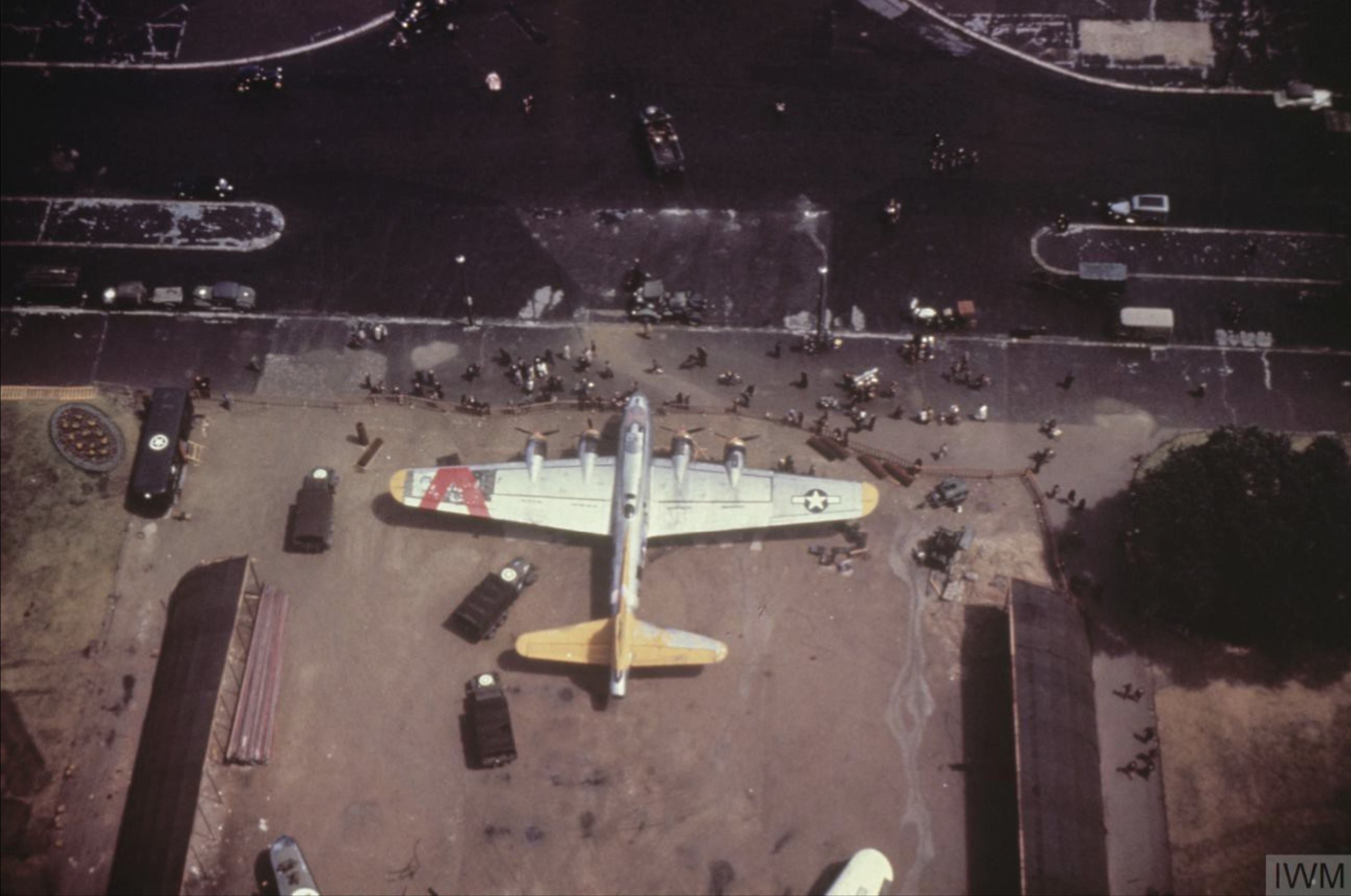 Boeing B 17G Fortress exhibited under the Eiffel Tower Paris 1945 FRE5826