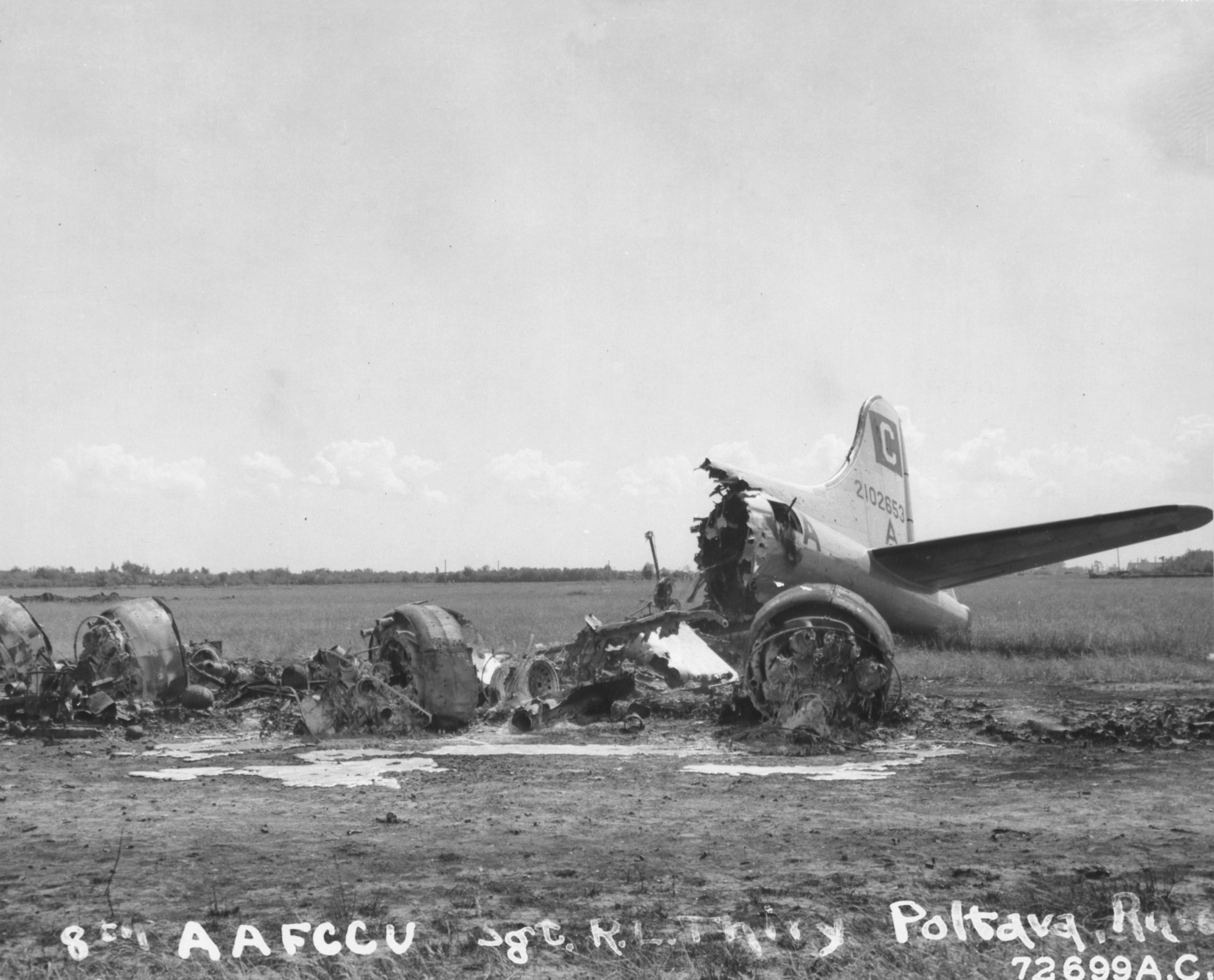 42-102653 B-17G Fortress 8AF 96BG339BS QJA destroyed on ground Operation Frantic at Poltava 21st Jun 1944 NA420