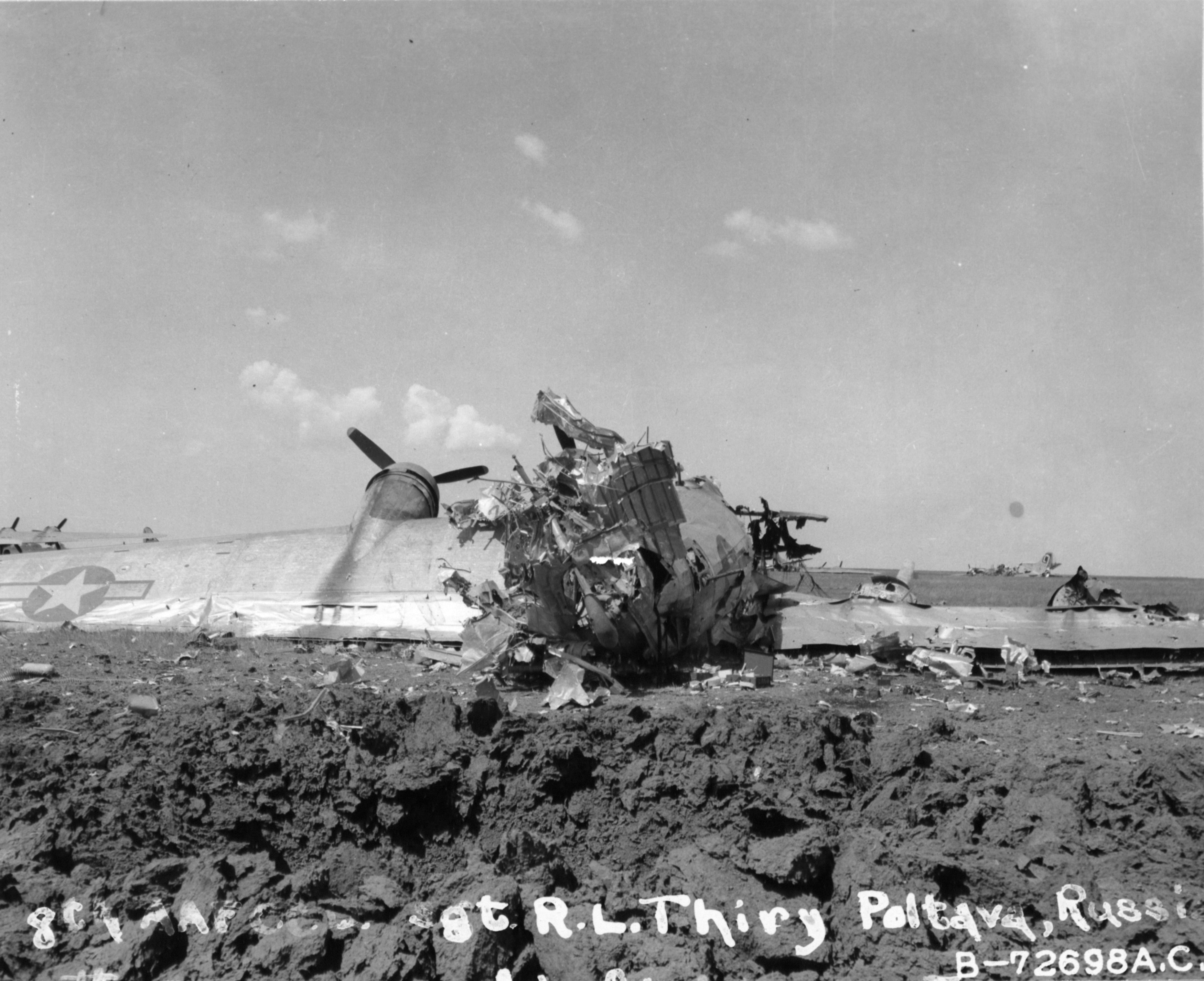 42-102xxx B-17G Fortress 8AF 96BG destroyed on ground Operation Frantic at Poltava 21st Jun 1944 NA416