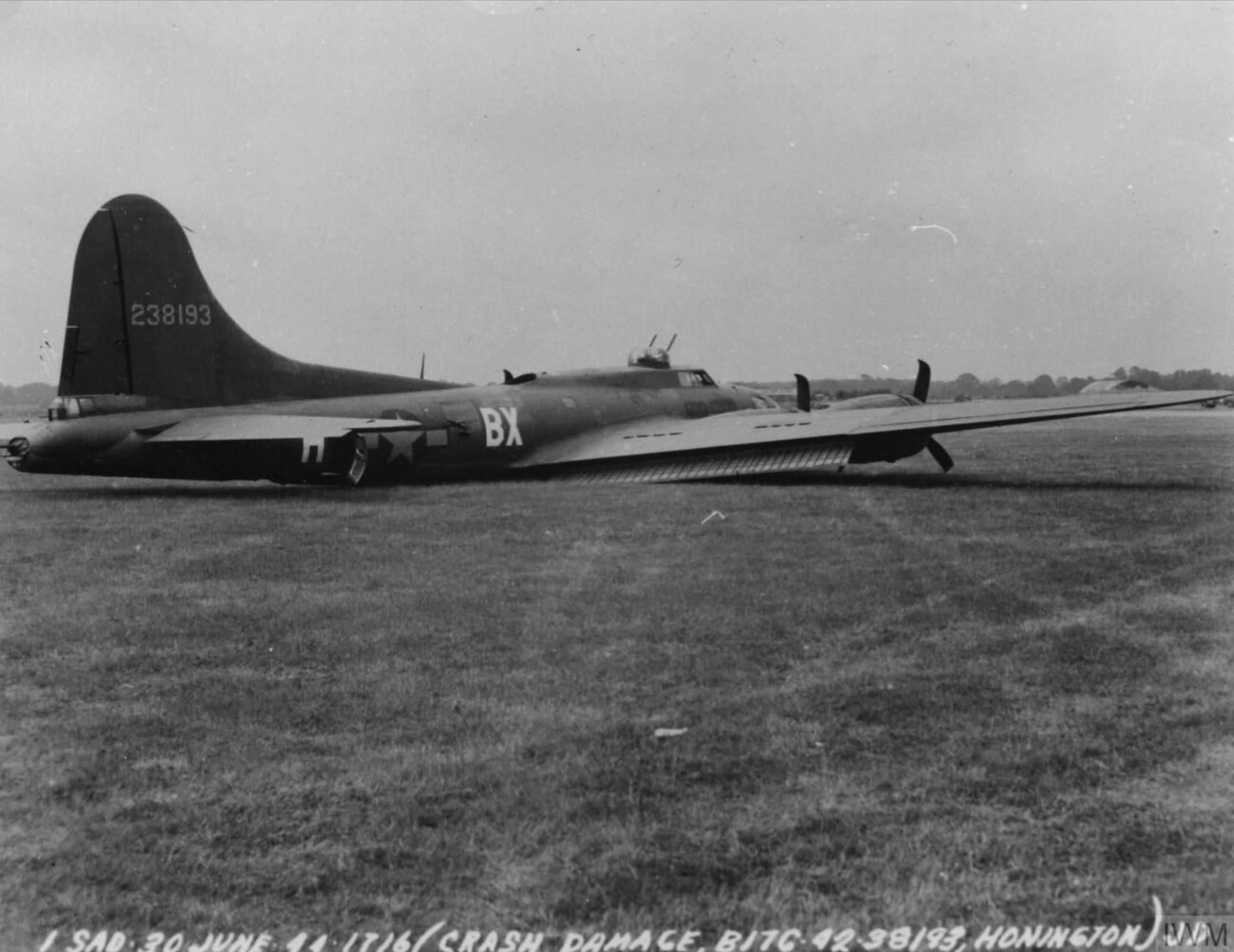 42-38193 B-17G Fortress 8AF 96BG338BS BXH belly landed 30th Jun 1944 FRE3960