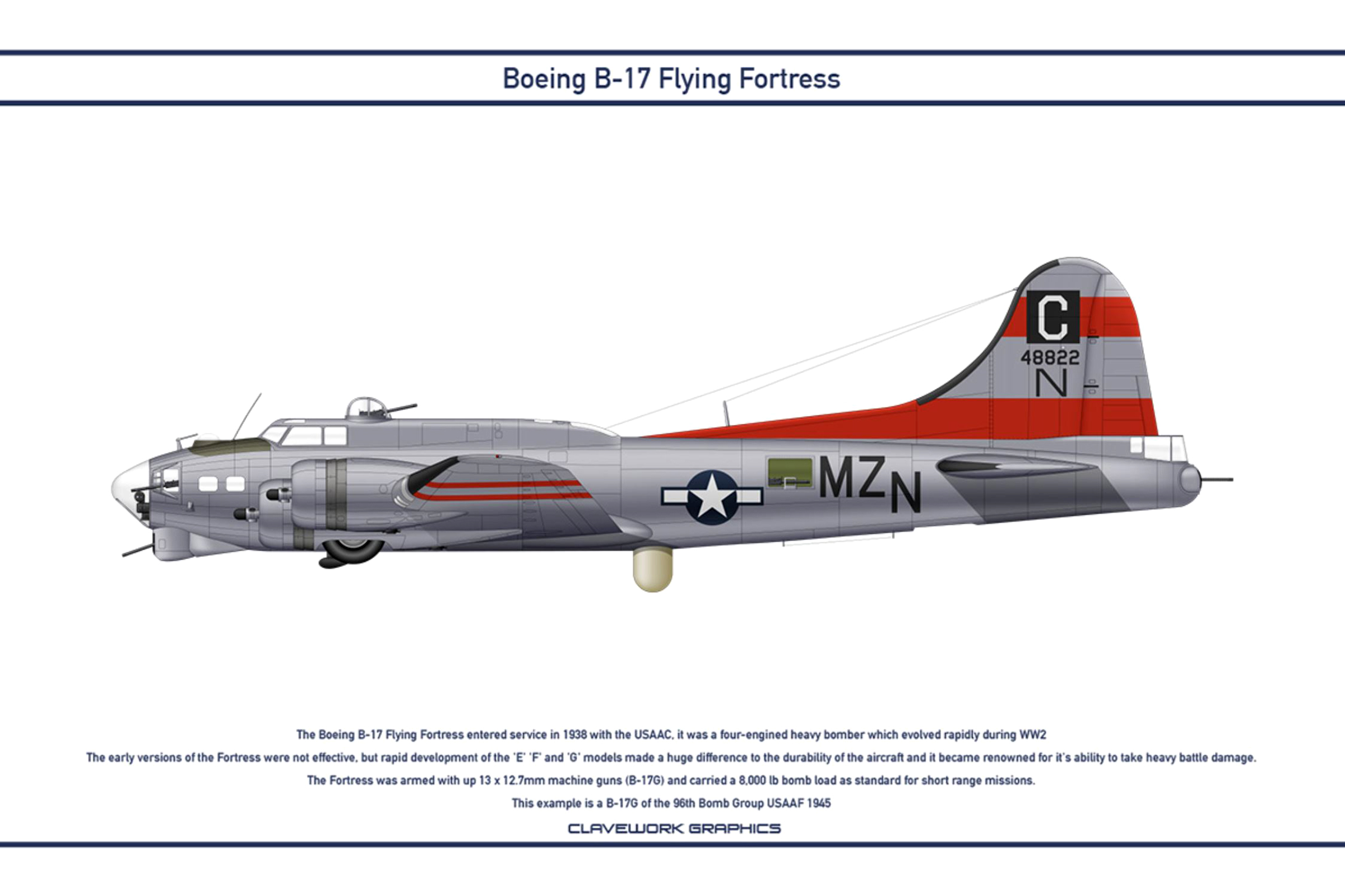 44-8822 B-17G Fortress 8AF 96BG413BS MZN by Clavework 0A