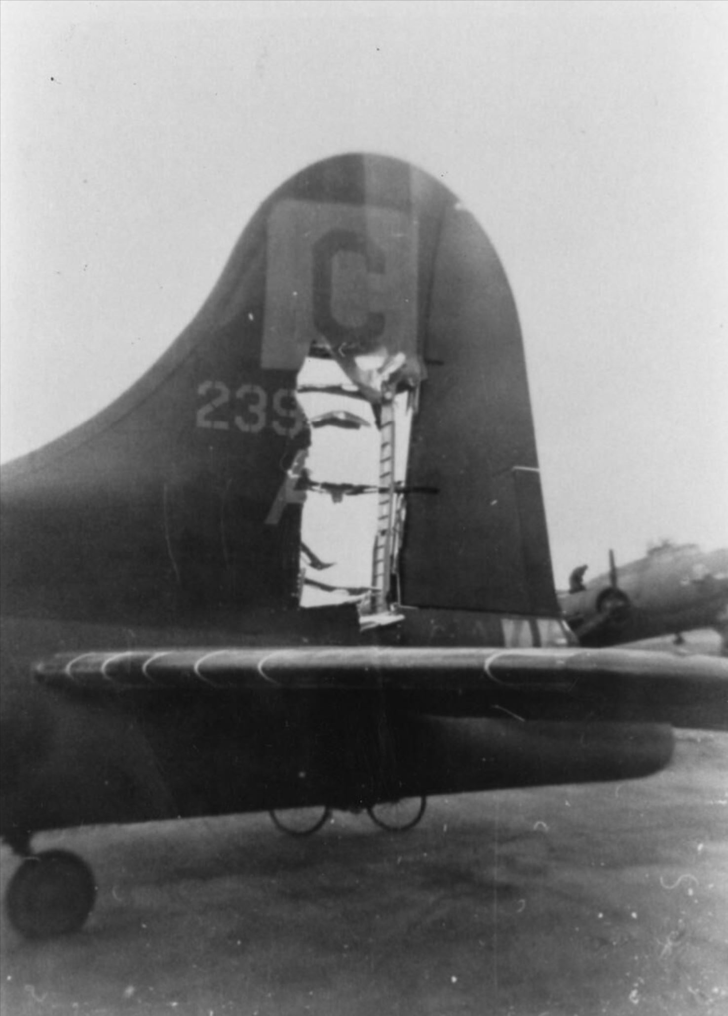 Boeing B-17 Fortress 8AF 96BG with rudder damage FRE4016