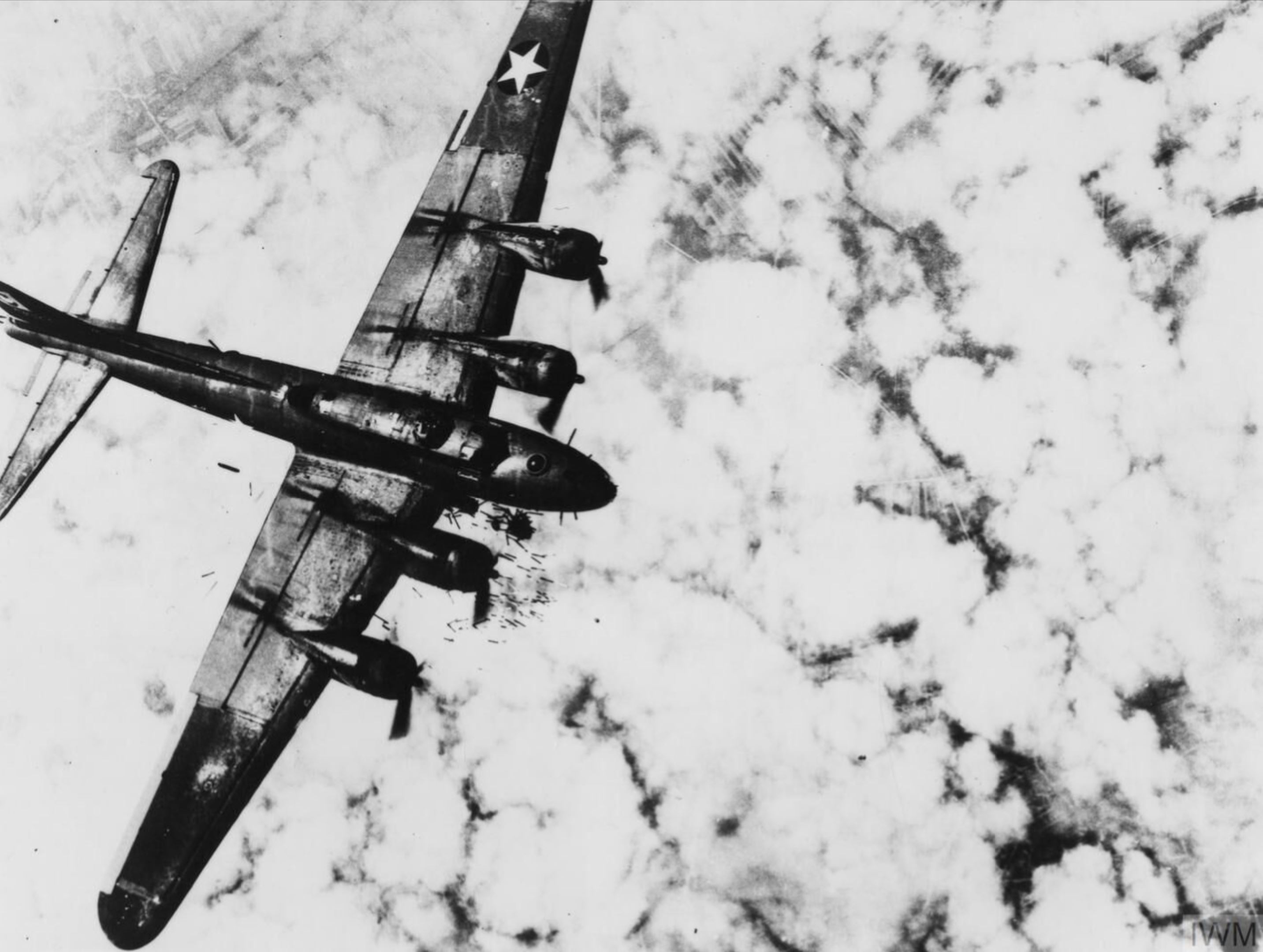 Boeing B-17F Fortress 8AF 96BG drops incendiary bombs over Oscherleben Germany 28th Jul 1943 FRE3992