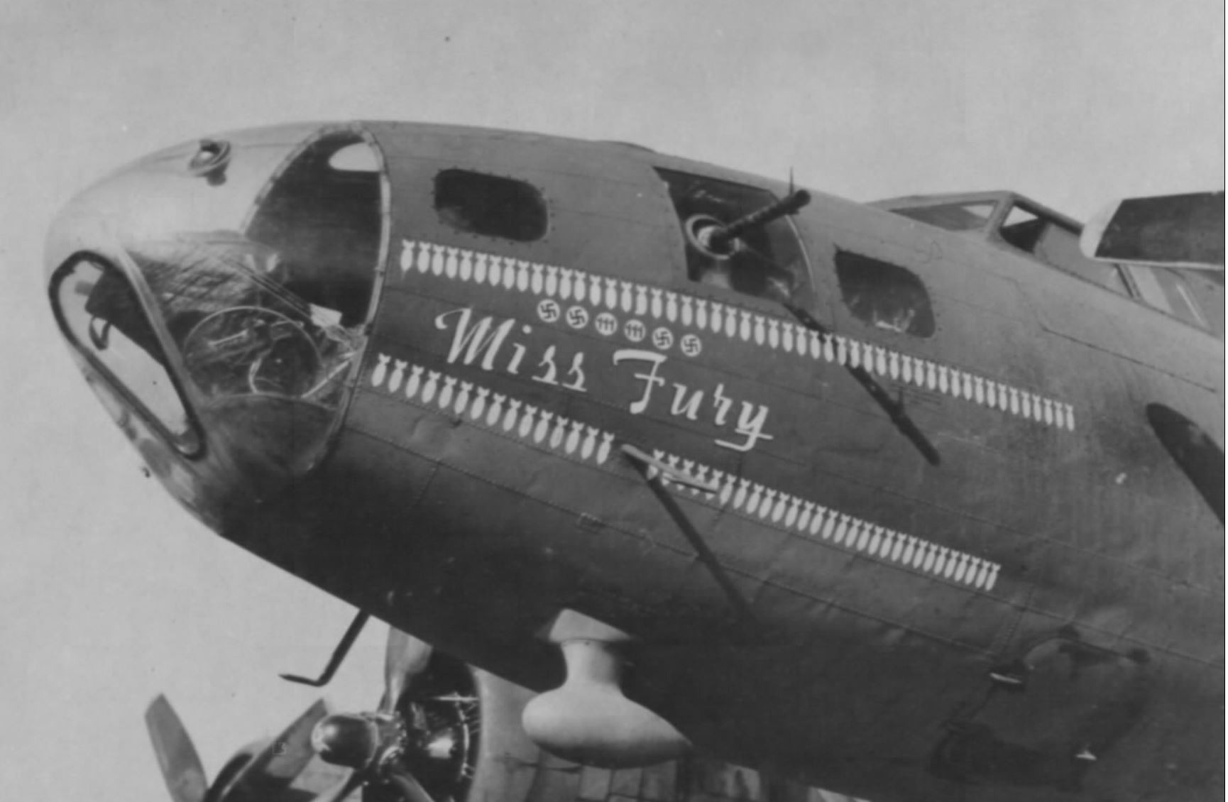 42-29485 B-17F Fortress 12AF 99BG416BS Miss Fury bomber ace nose art left side FRE10135
