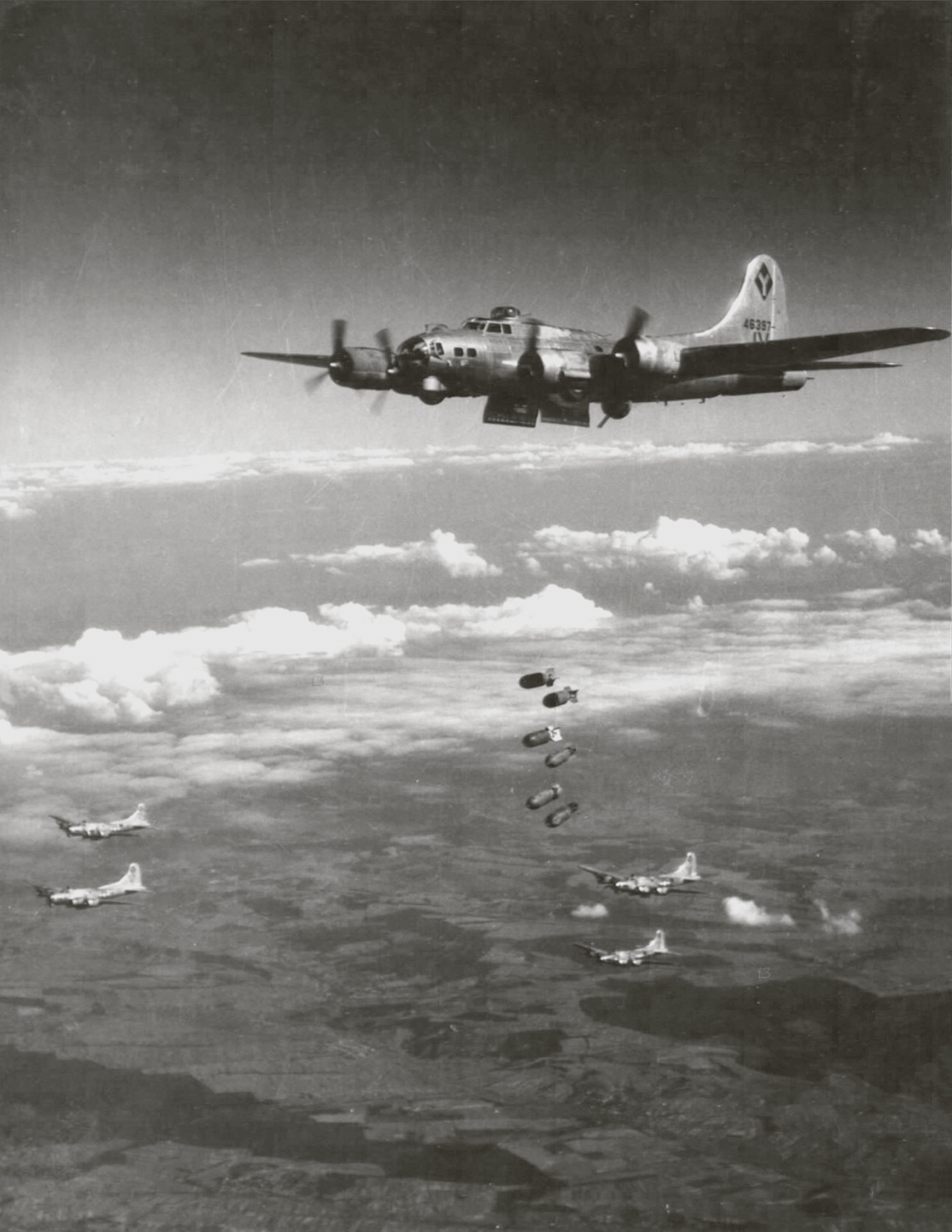 44-6397 B-17G Fortress 15AF 99BG416BS over Szob railroad bridge N Budapest Hungary 20th Sep 1944 01