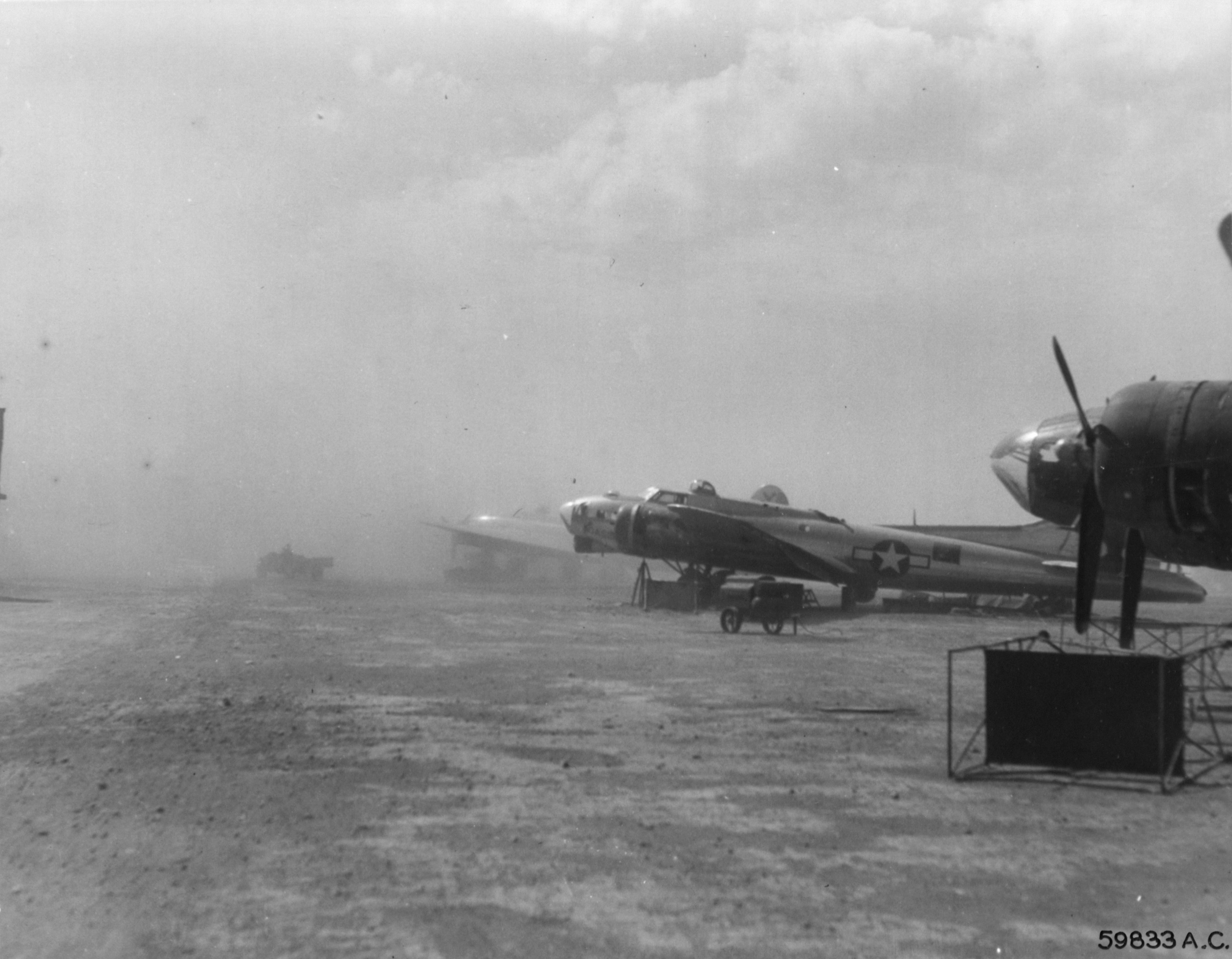 15AF B-17G Fortress during a dust storm 18th Oct 1944 342 FH 001735