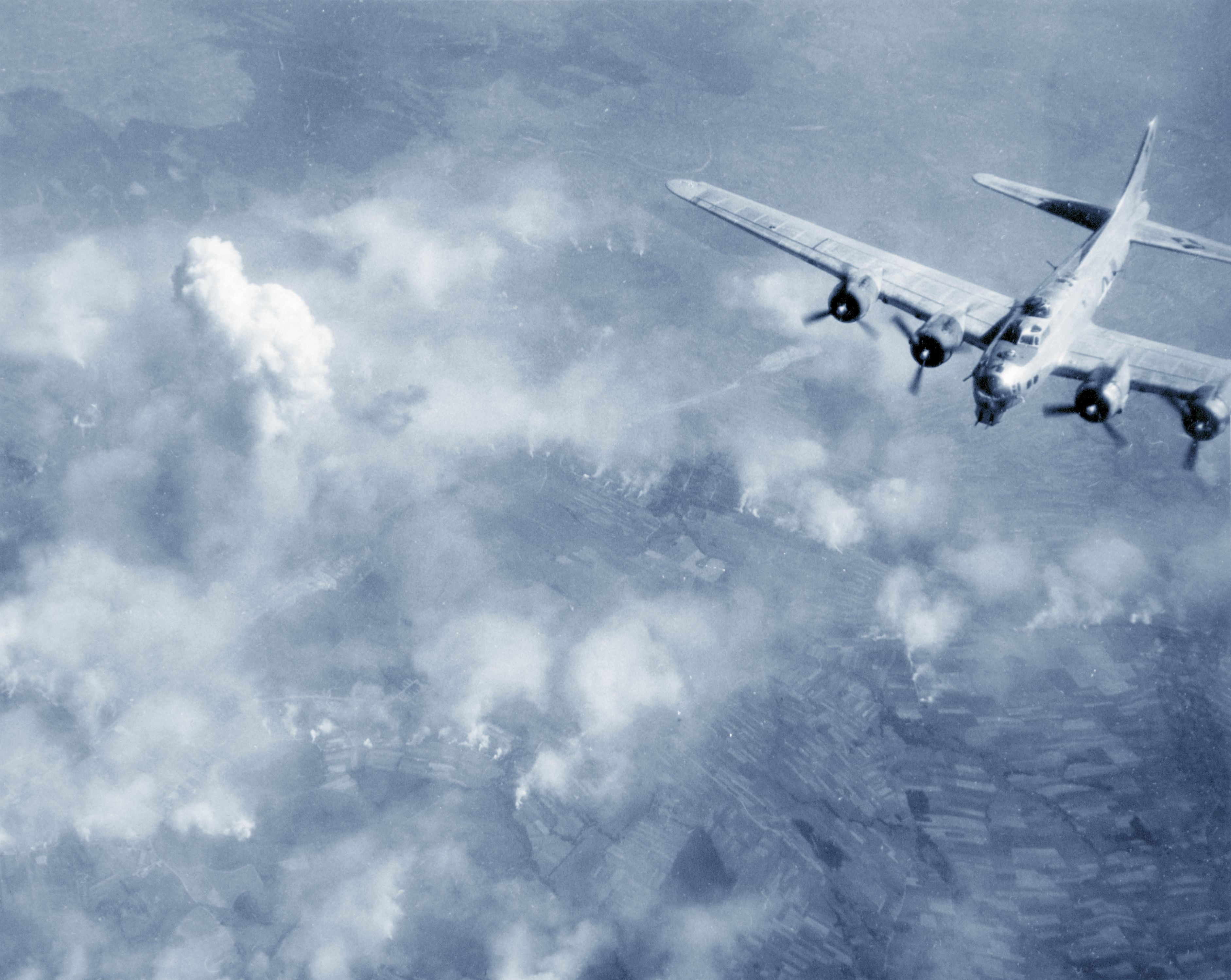 Boeing B-17G Fortress 15AF 99BG after striking the oil plants at Oswiecim Poland 26th Dec 1944 NA893
