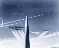 Asisbiz 8AF formations of B 17F Fortresses and Fighters leaving their vapor trails over Germany 1943 NA1269