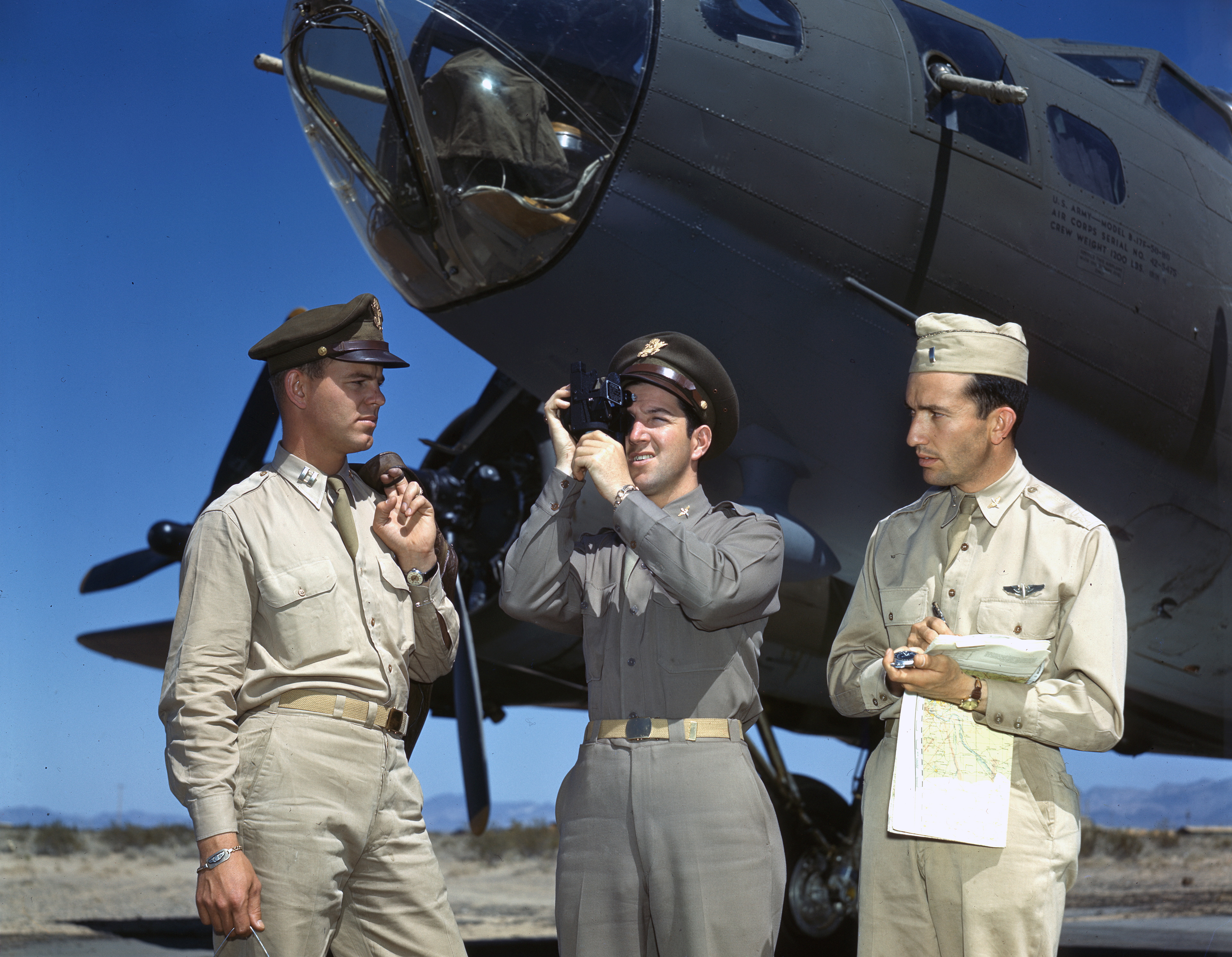 WWII color photo of USAAF 42-5473 Boeing B-17F Fortress a training aircraft based in America WWII 01