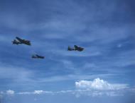 Asisbiz WWII color photo of USAAF 42-3236 Boeing B-17F Fortress during a training flight over America 1943 03