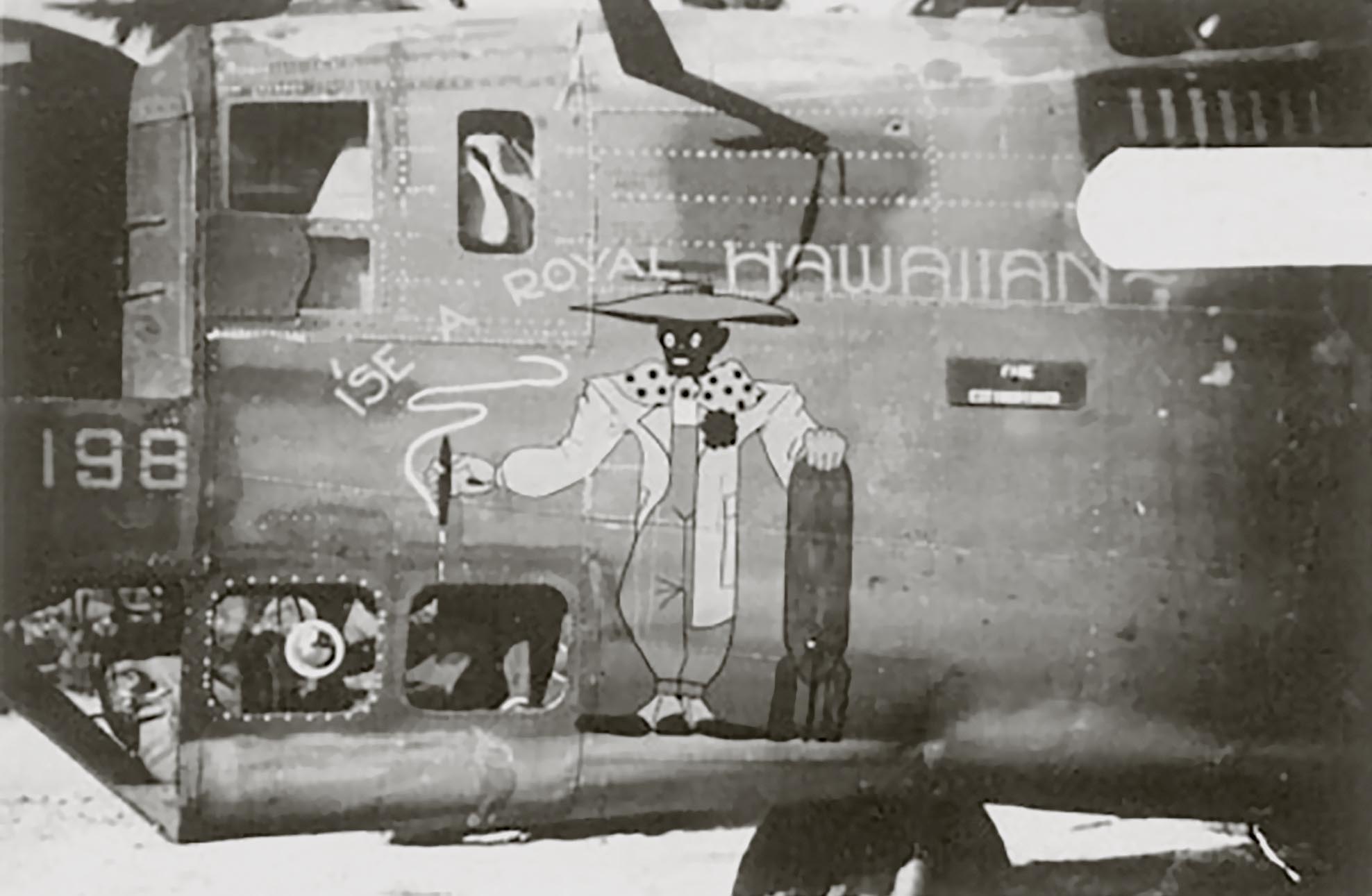 42-41198 B-24D Liberator 7AF 11BG26BS I'se a Royal Hawaiian nose art left side Central Pacific 1943 45 01