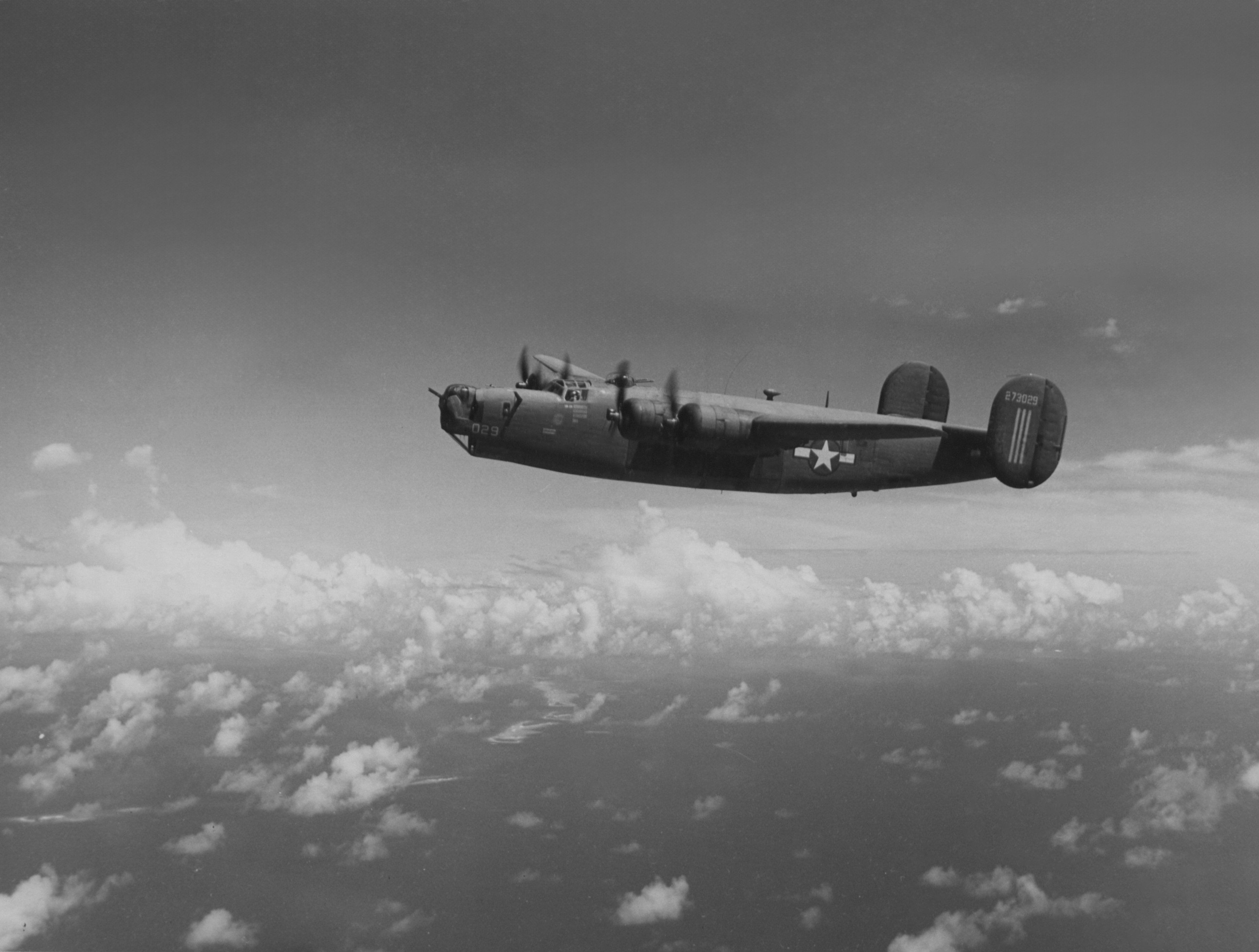 42-73029 B 25J Liberator 7AF 11BG43BS over Kwajalein Marshall Isls June 1944 A63766