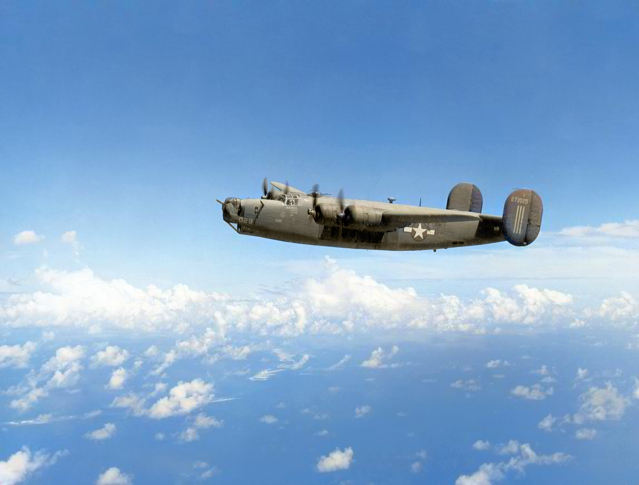 42-73029 B 25J Liberator 7AF 11BG43BS over Kwajalein Marshall Isls June 1944 NA308
