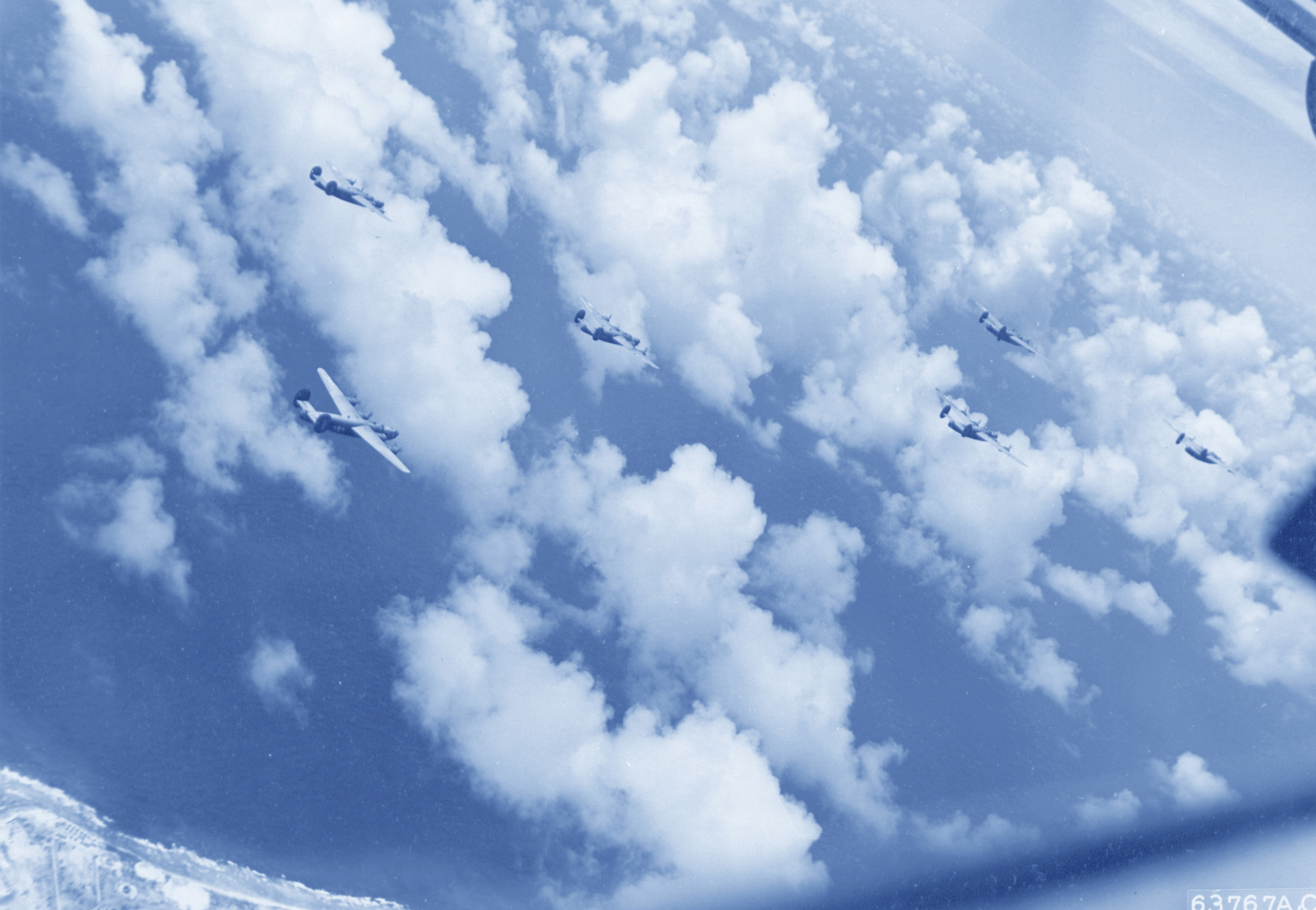 B 24J Liberators 7AF 11BG enroute to their next target over Ewajalein Marshall Isls June 1944 NA222