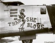 Asisbiz 44-41468 B-24L Liberator 7AF 11BG42BS Thar She Blows III nose art right side 01