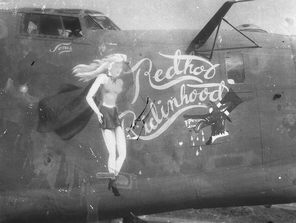 42-100202 B-24J Liberator 5AF 22BG33BS Redhot Ridinhood nose art right side New Guinea 01