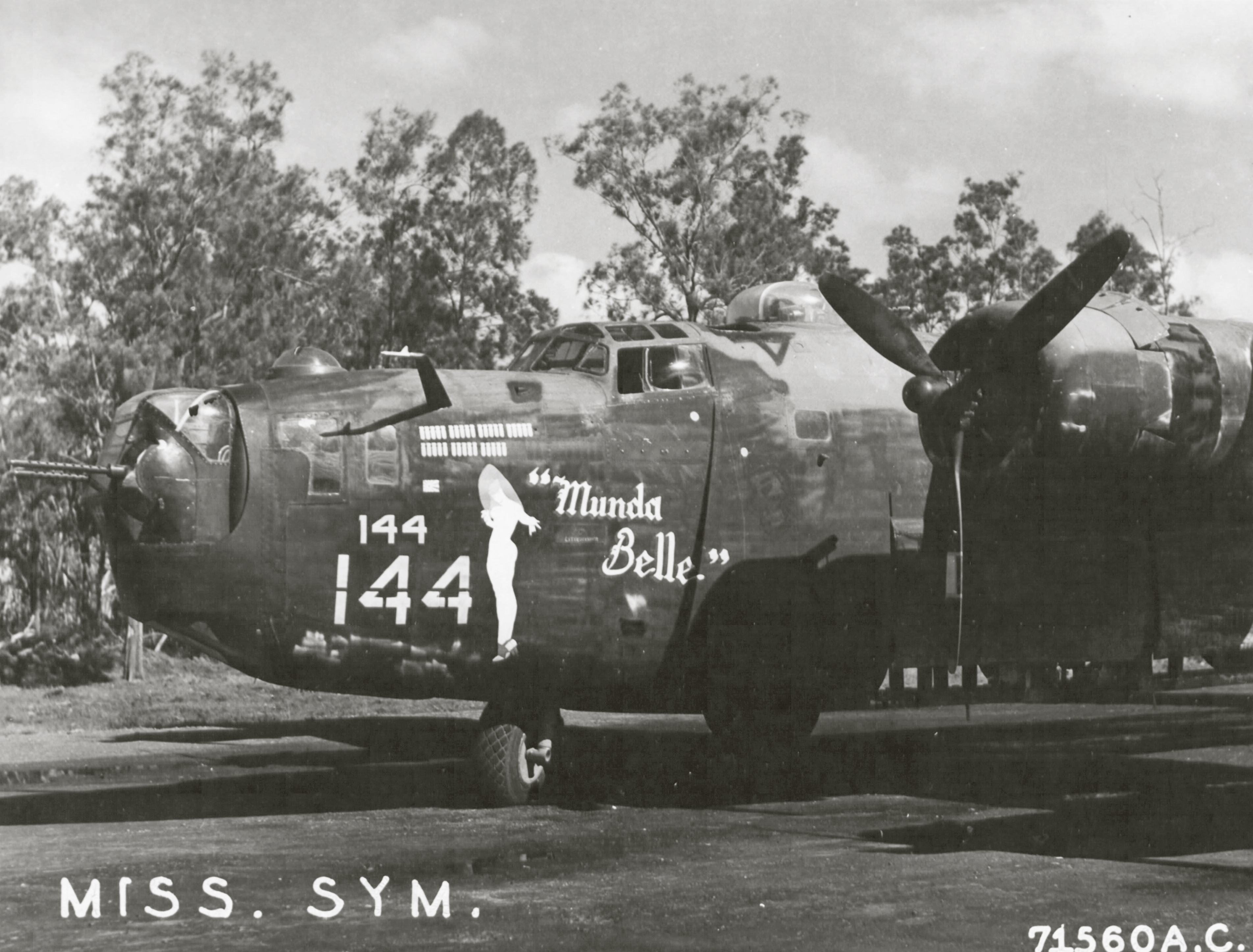 42-40144 B-24D Liberator 307BG371BS Munda Belle nose art left side 01