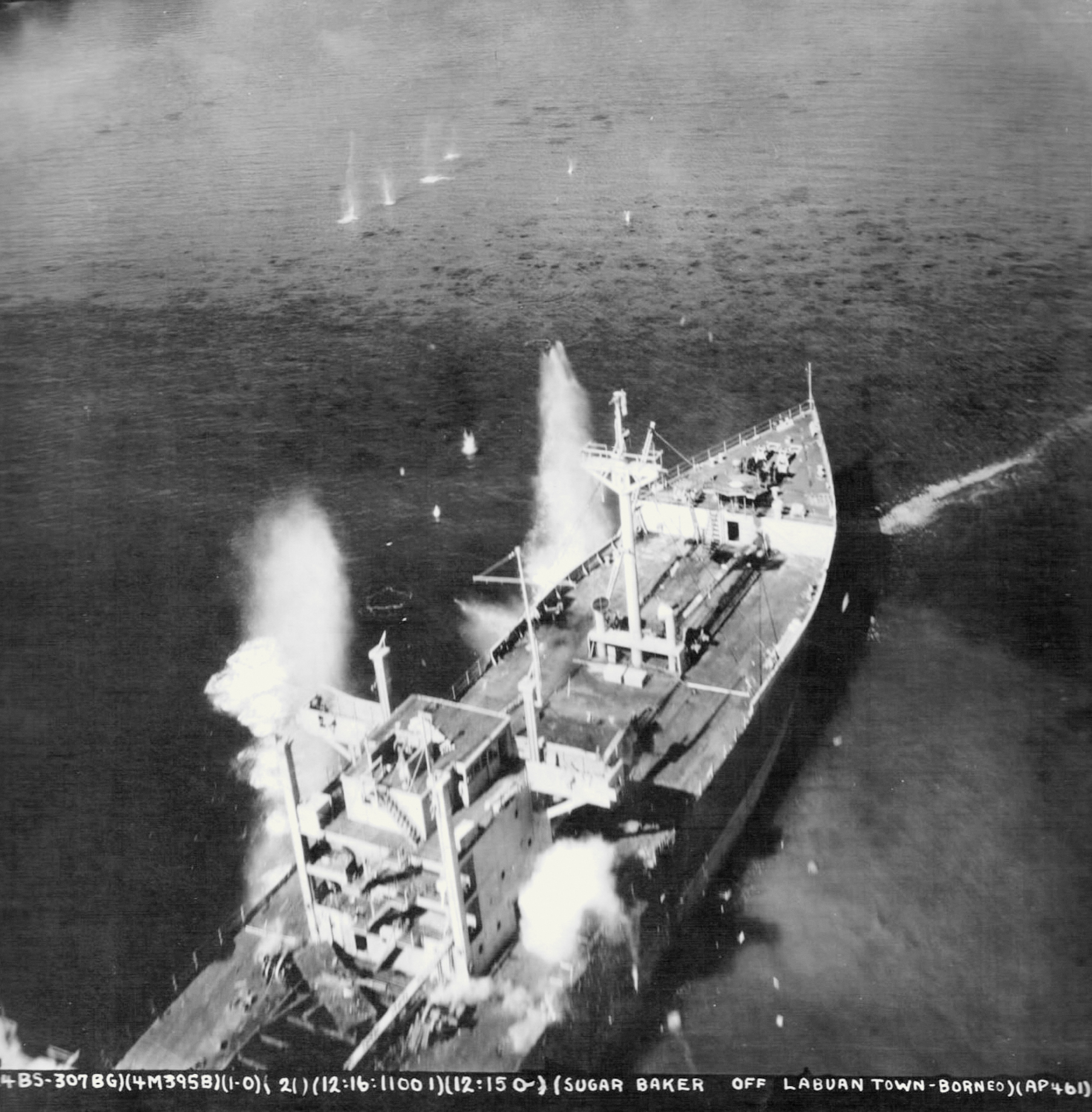 Consolidated B-24 Liberator 13AF 307BG424BS strafing coastal vessels 01