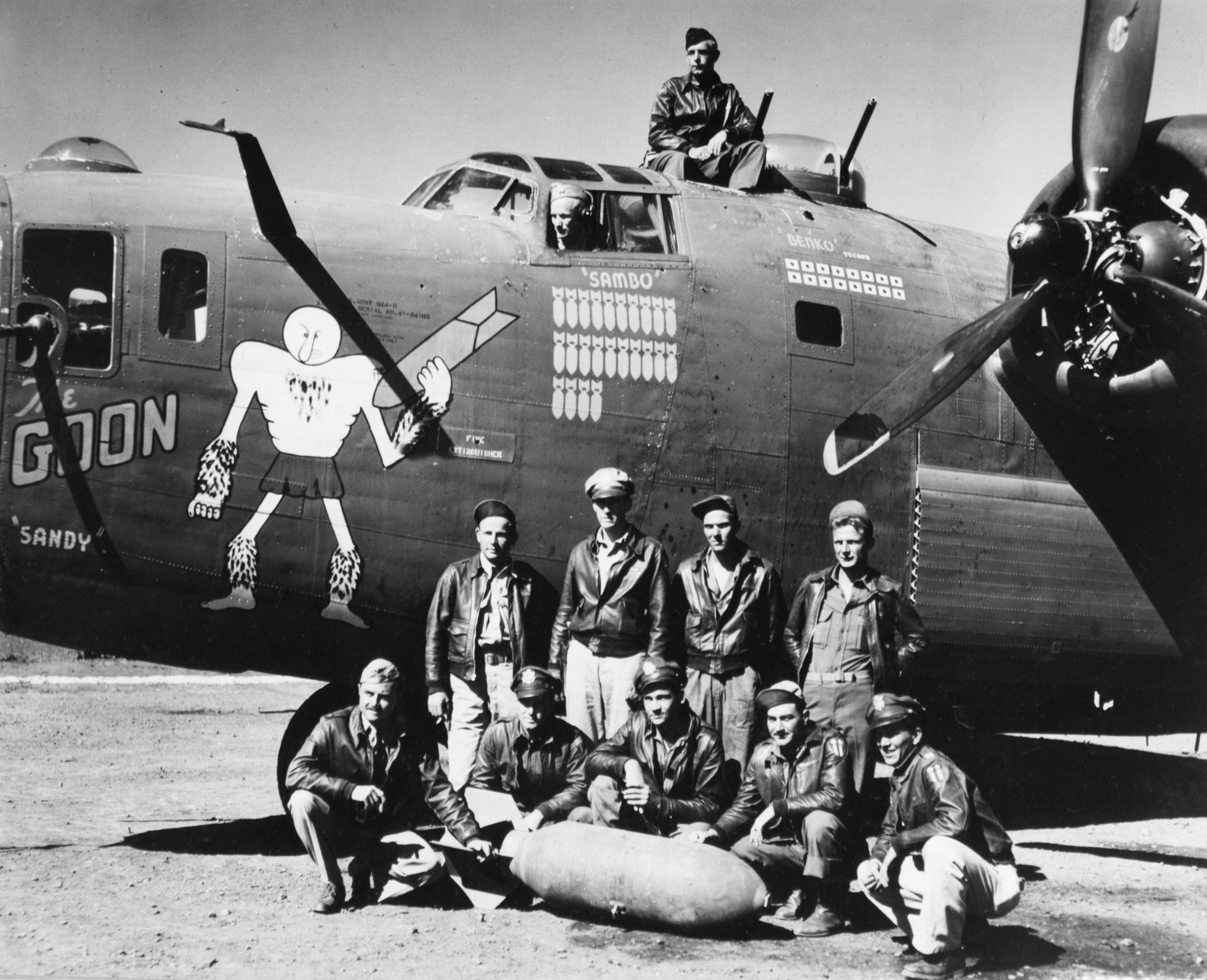 41-24183 B-24D Liberator 14AF 308BG374BS The Goon with crew nose art left side Chengkung China 8th Aug 1944 04