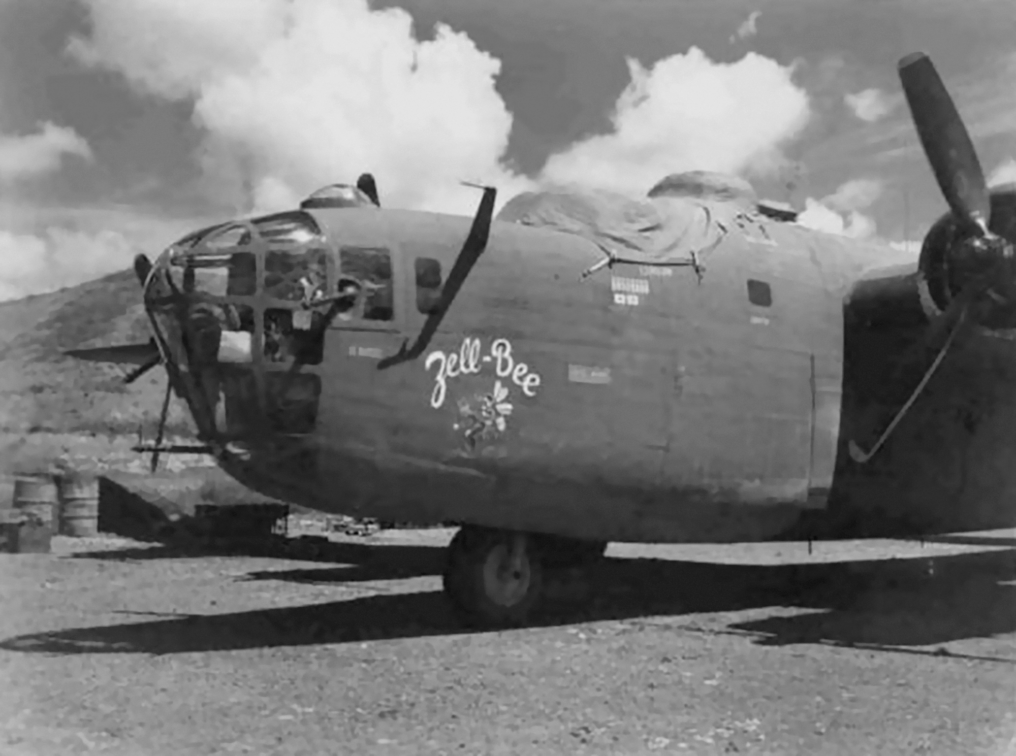 42-63771 B-24D Liberator 14AF 308BG375BS Zell Bee nose art left side China 01