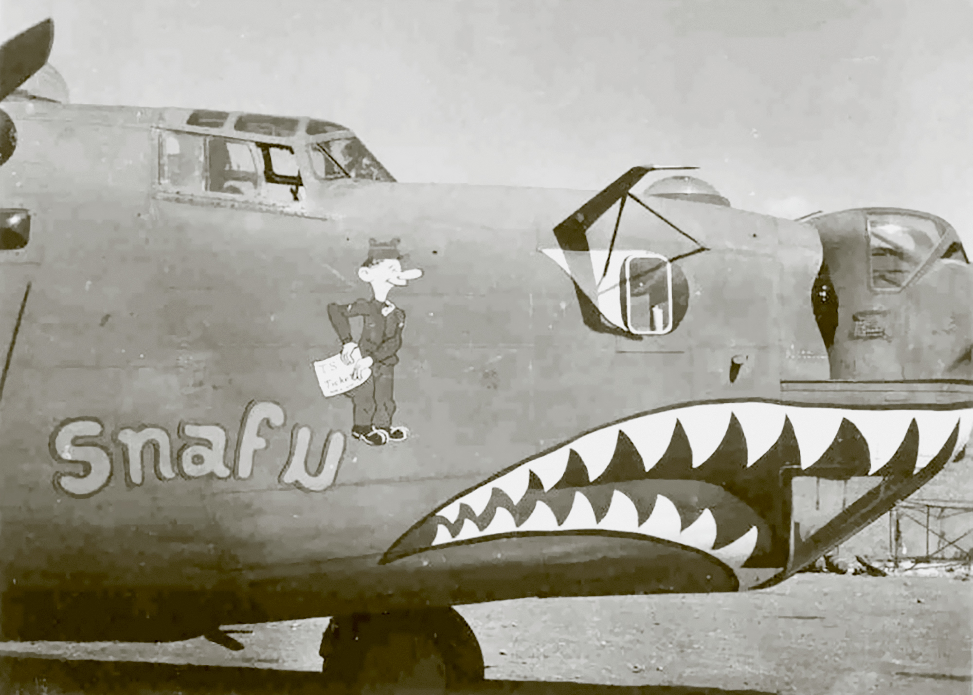 42-73246 B-24J Liberator 14AF 308BG373BS Snafu nose art right side CBI 01