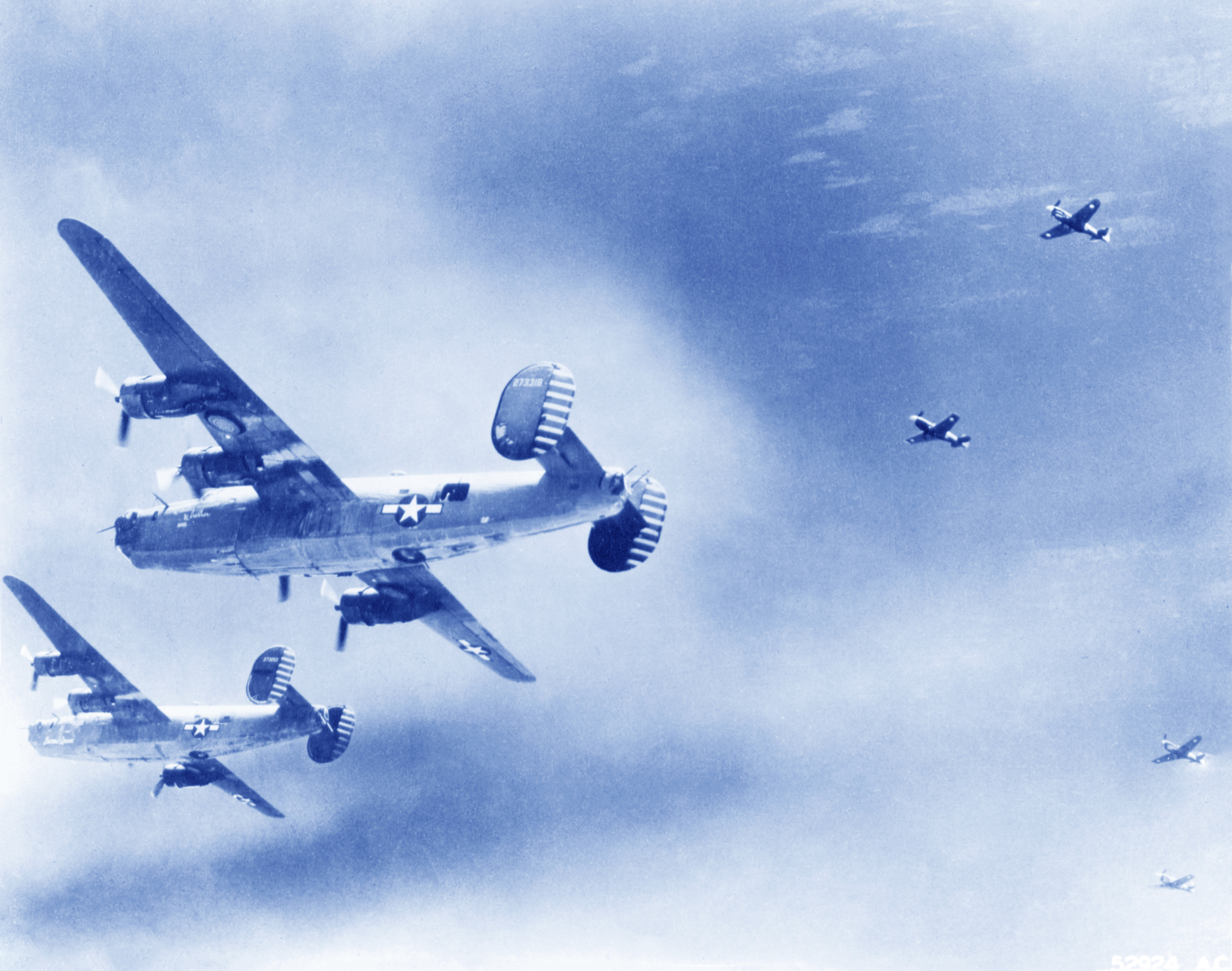42-73253 B-24J Liberator 14AF 308BG425BS Burma Queen with P 40 escort over China 5th Aug 1944 NA282