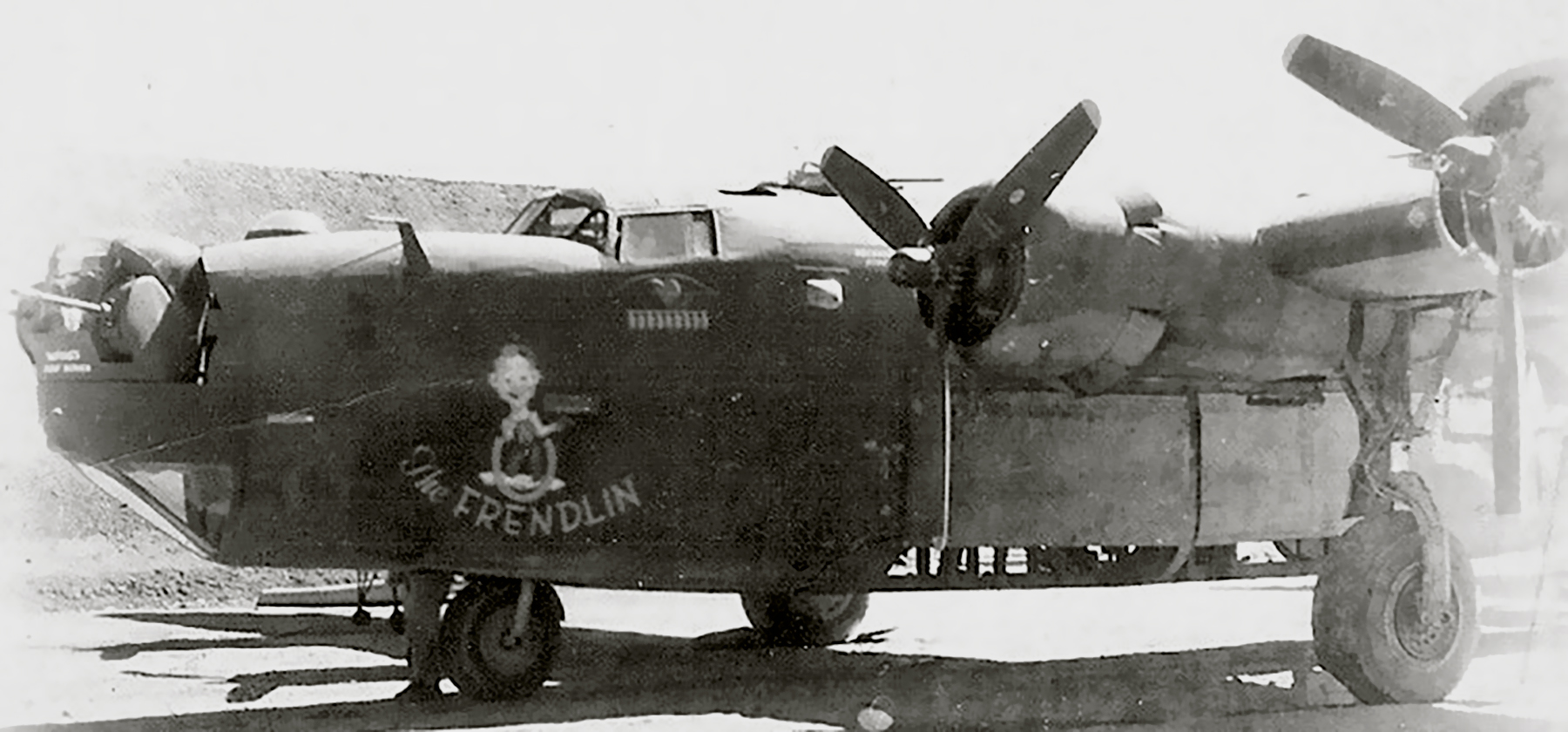 42-73265 B-24J Liberator 14AF 308BG425BS The Frendlin nose art left side CBI 03