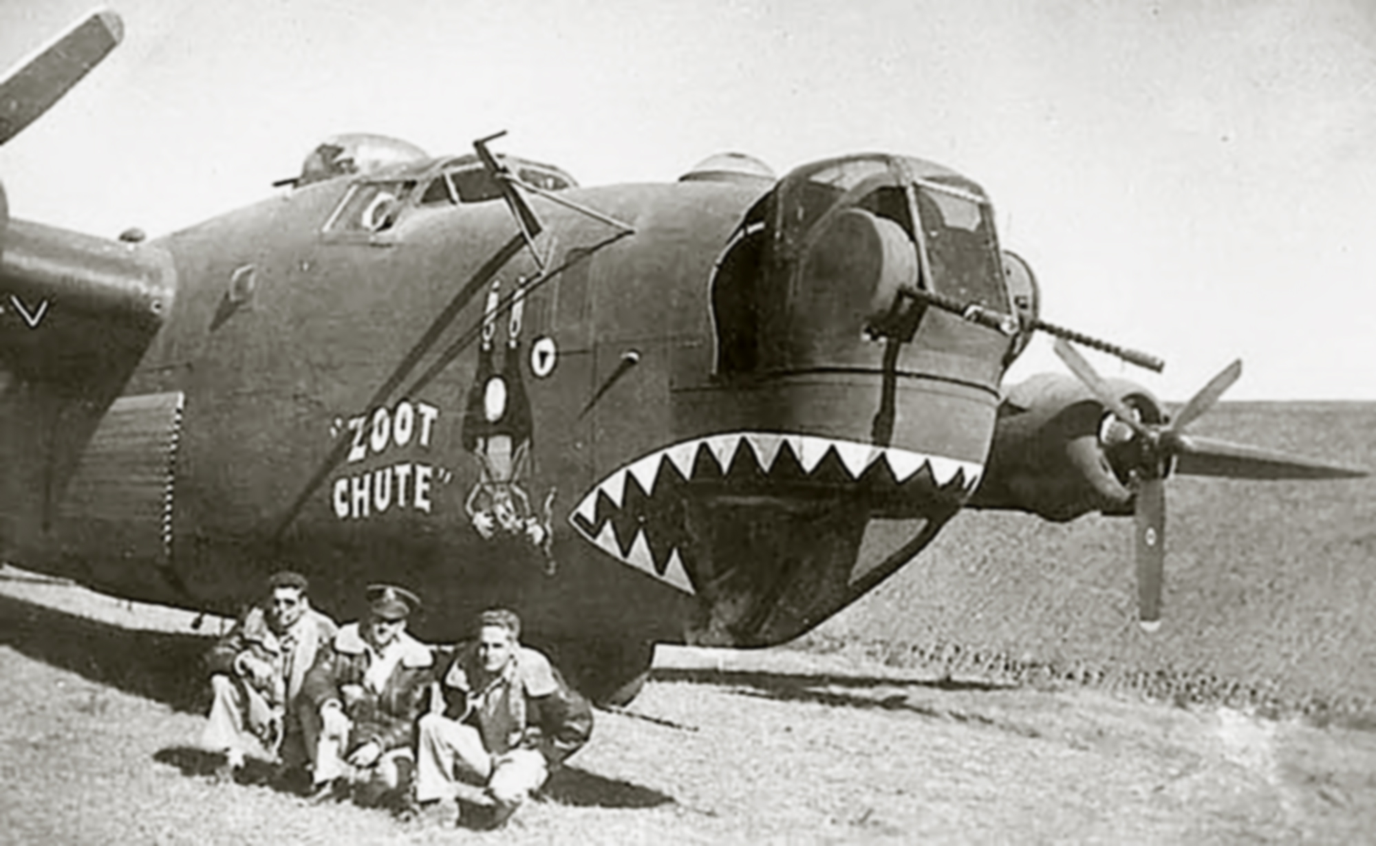 42-73320 B-24J Liberator 14AF 308BG373BS Zoot Chute nose art right side CBI 04