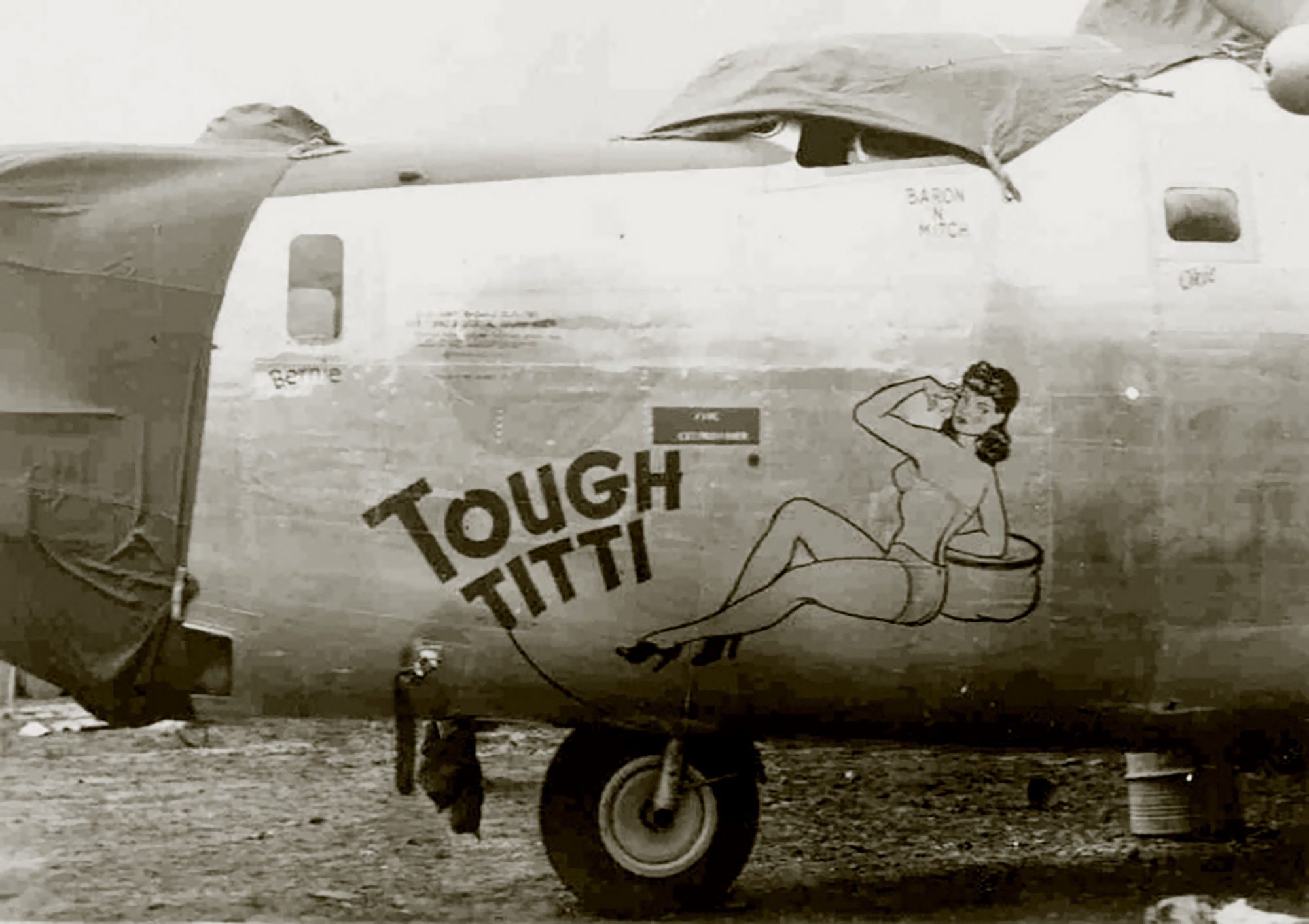 44-40296 B-24J Liberator 14AF 308BG375BS Tough Titti nose art left side China 01
