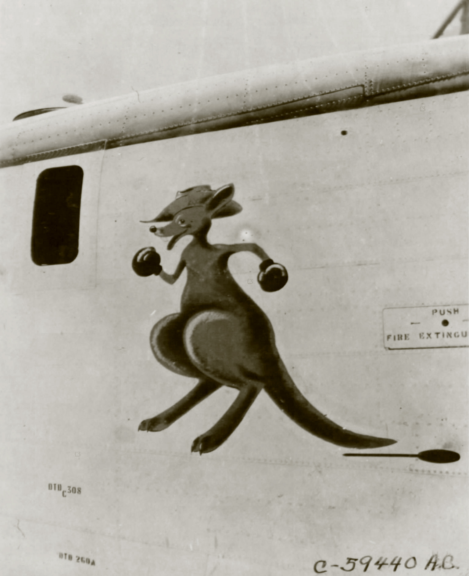 Consolidated B-24D Liberator 14AF 308BG Boxing Kangaroo nose art China 01