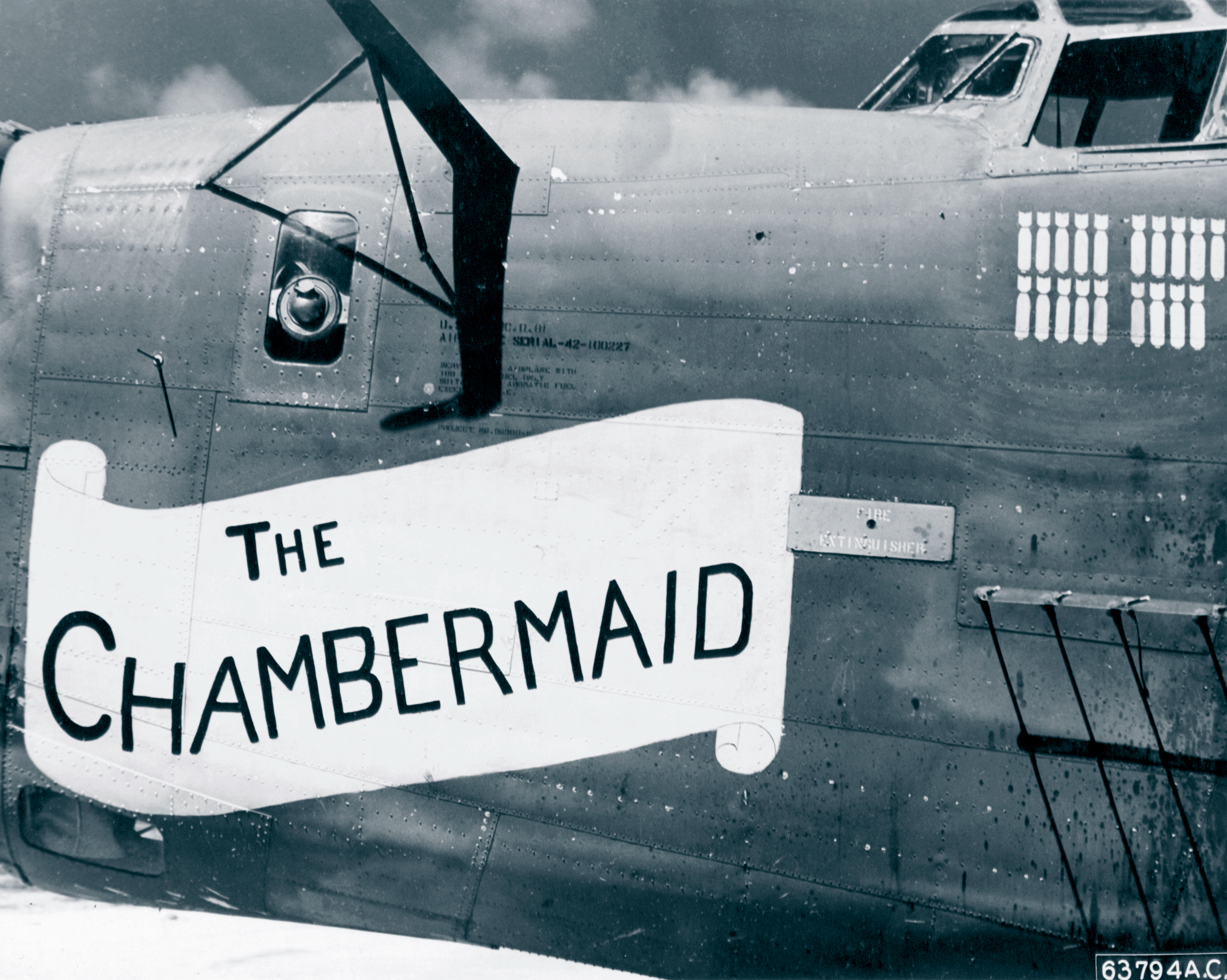 42-100227 B-24J Liberator 7AF 30BG38BS The Chambermaid at Kwajalein Marshall Islands July 1944 NA1243