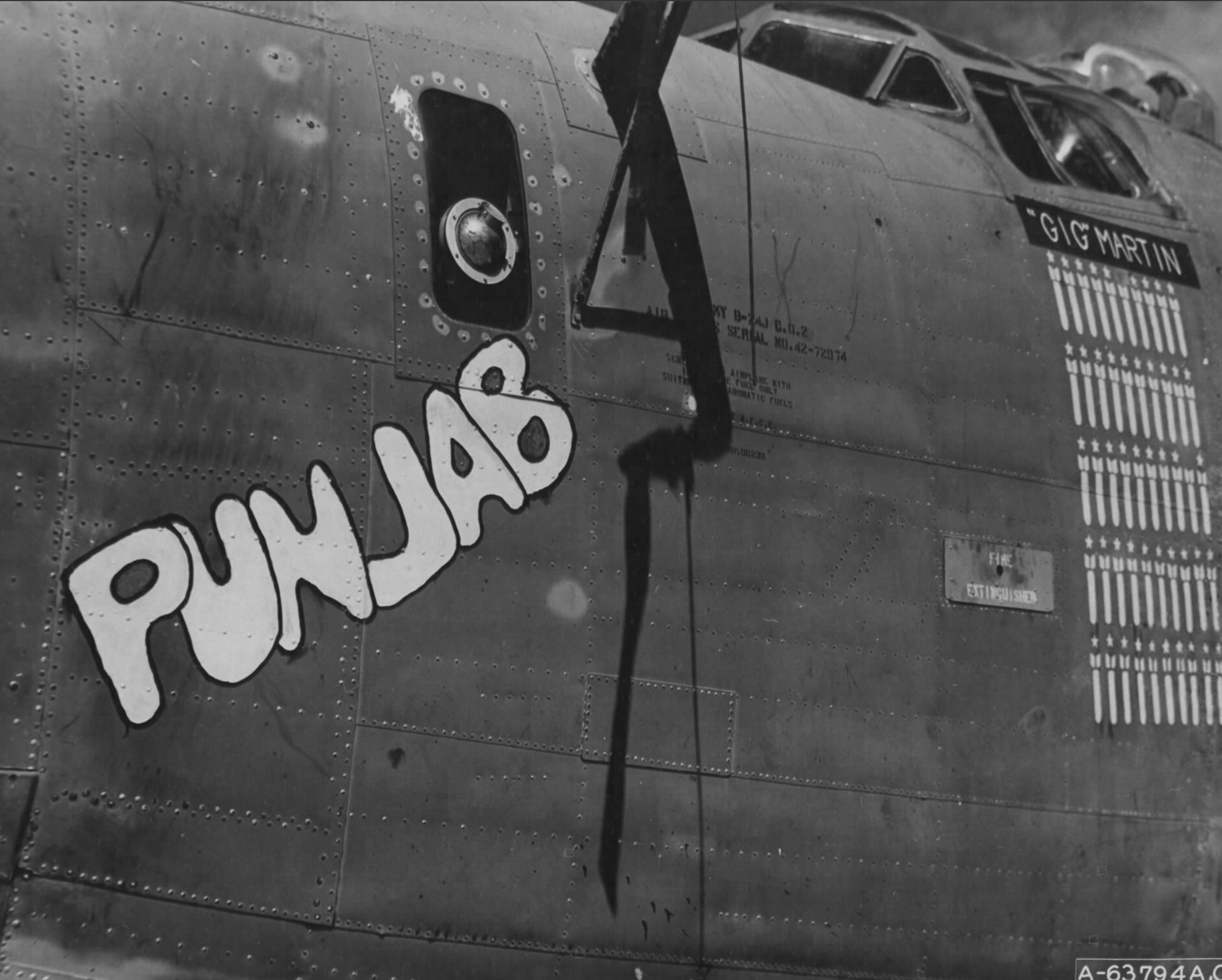 42-72974 B-24J Liberator 7AF 30BG38BS Punjab at Kwajalein Marshall Islands July 1944 01