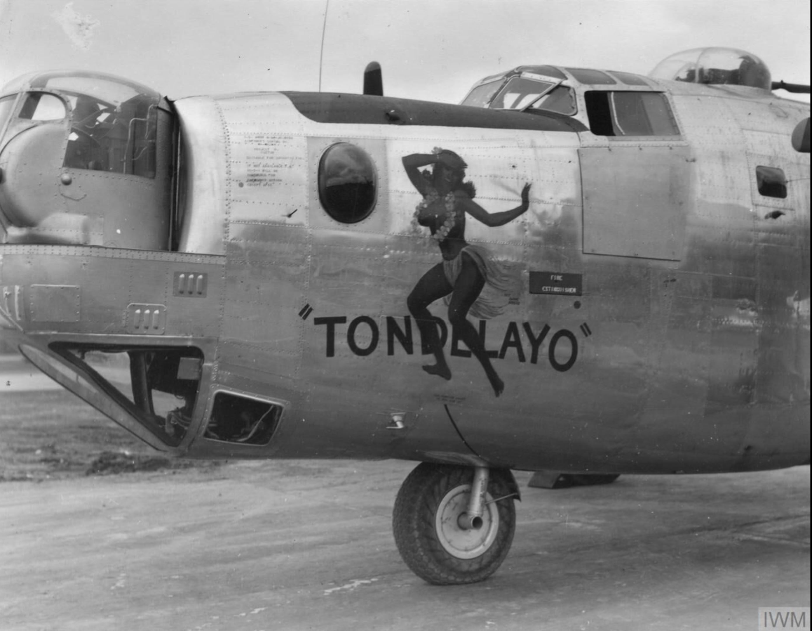 44-40284 B-24J Liberator 8AF 34BG391BS Q6 Tondelayo nose art left side FRE3413
