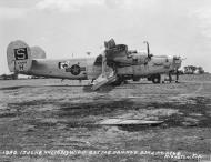 Asisbiz 44-40468 B-24J Liberator 8AF 34BG18BS 8IH Mean Kid battle damaged Manston 15th Jun 1944 FRE3414