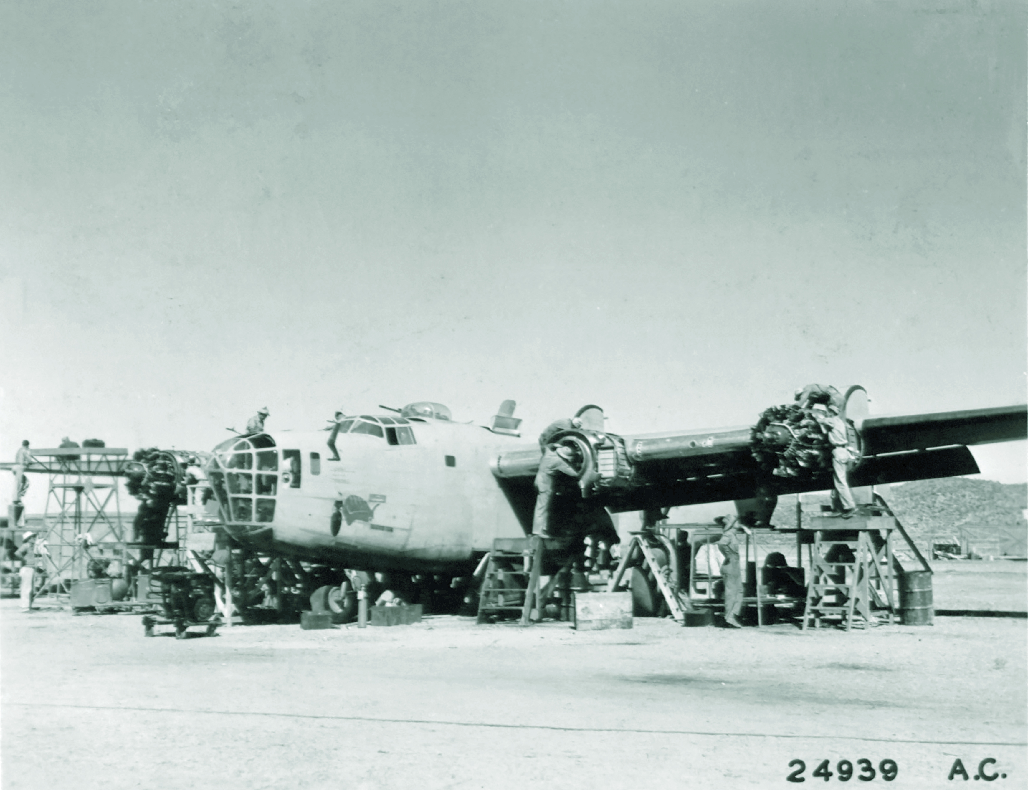 Consolidated B-24D Liberator 9AF 376BG undergoing a complete overhaul North Africa 1943 NA499