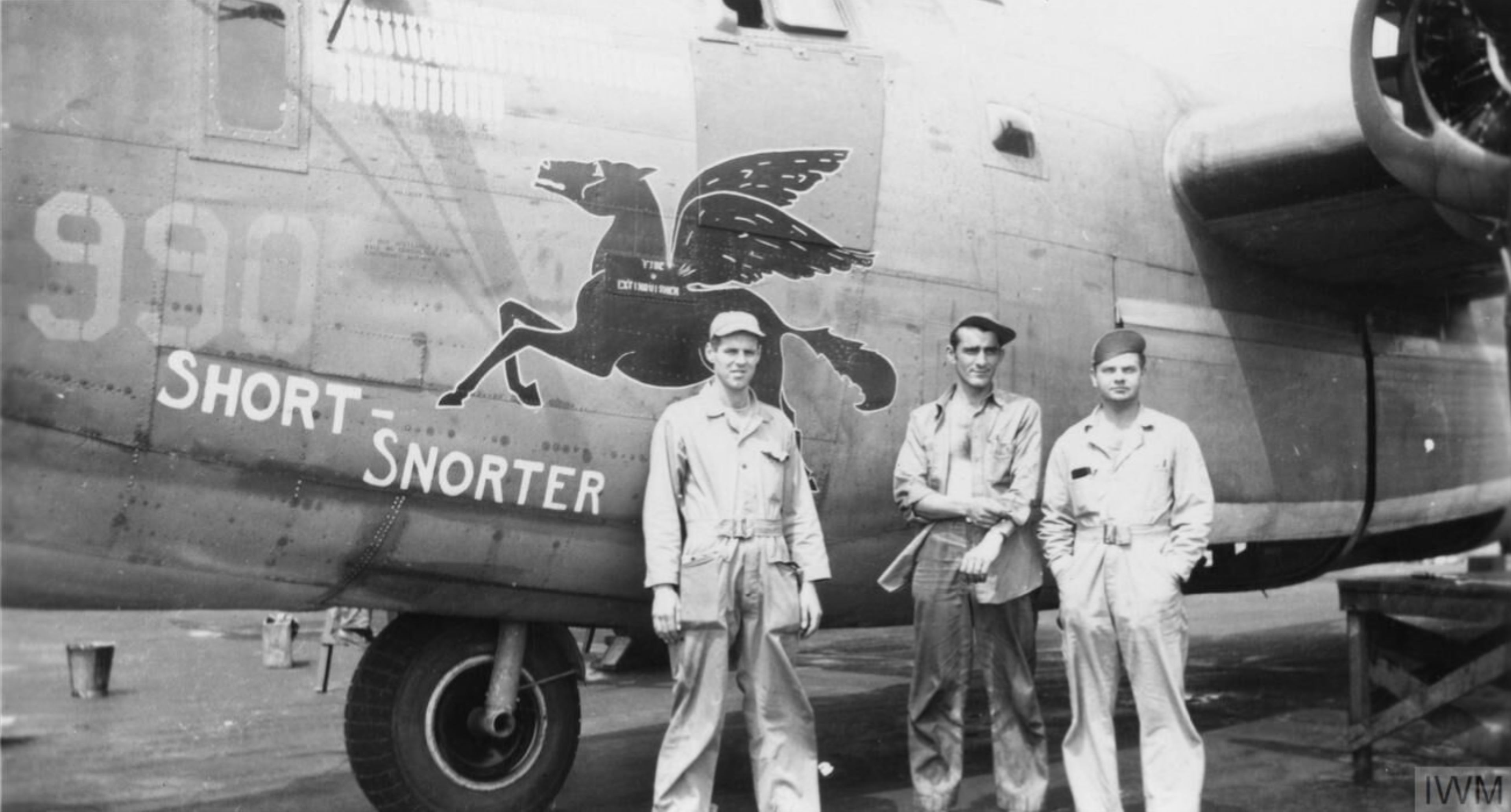 42-99990 B-24J Liberator 8AF 392BG579BS GCH Short Snorter nose art left side at Wendling FRE1658