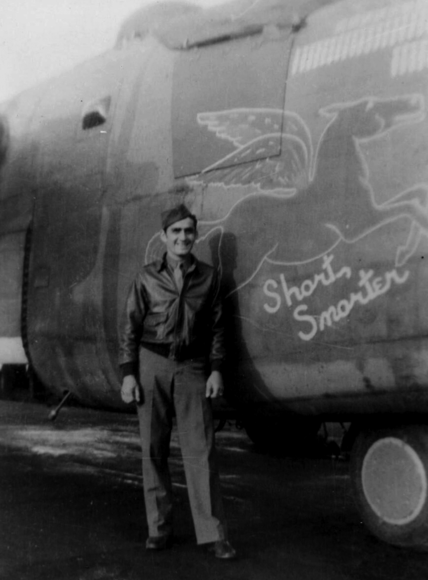 42-99990 B-24J Liberator 8AF 392BG579BS GCH Short Snorter nose art right side at Wendling FRE8009