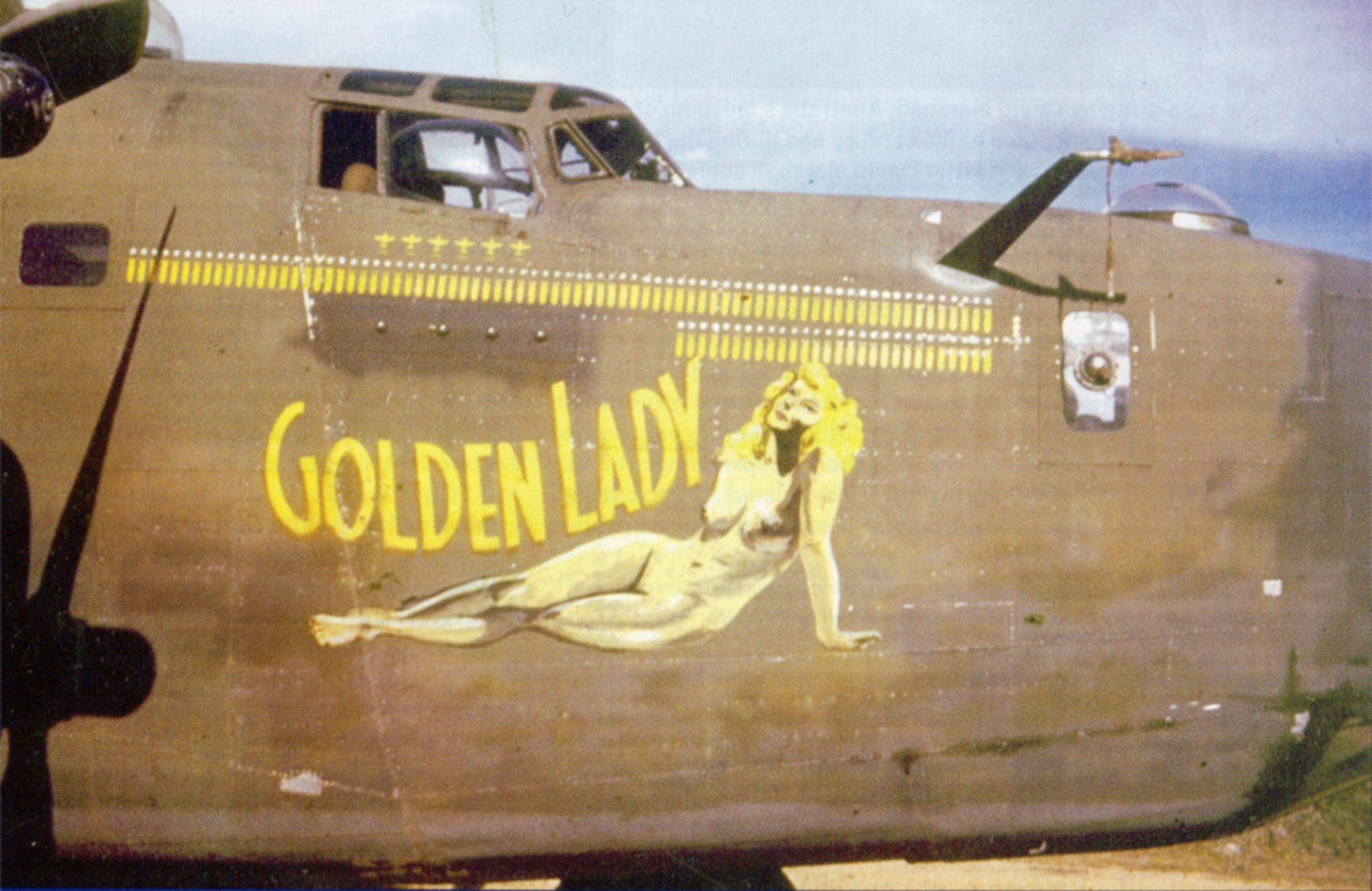 42-40814 B-24D Liberator 5AF 43BG64BS Ken's Men nose art right side Nadzab July 1944