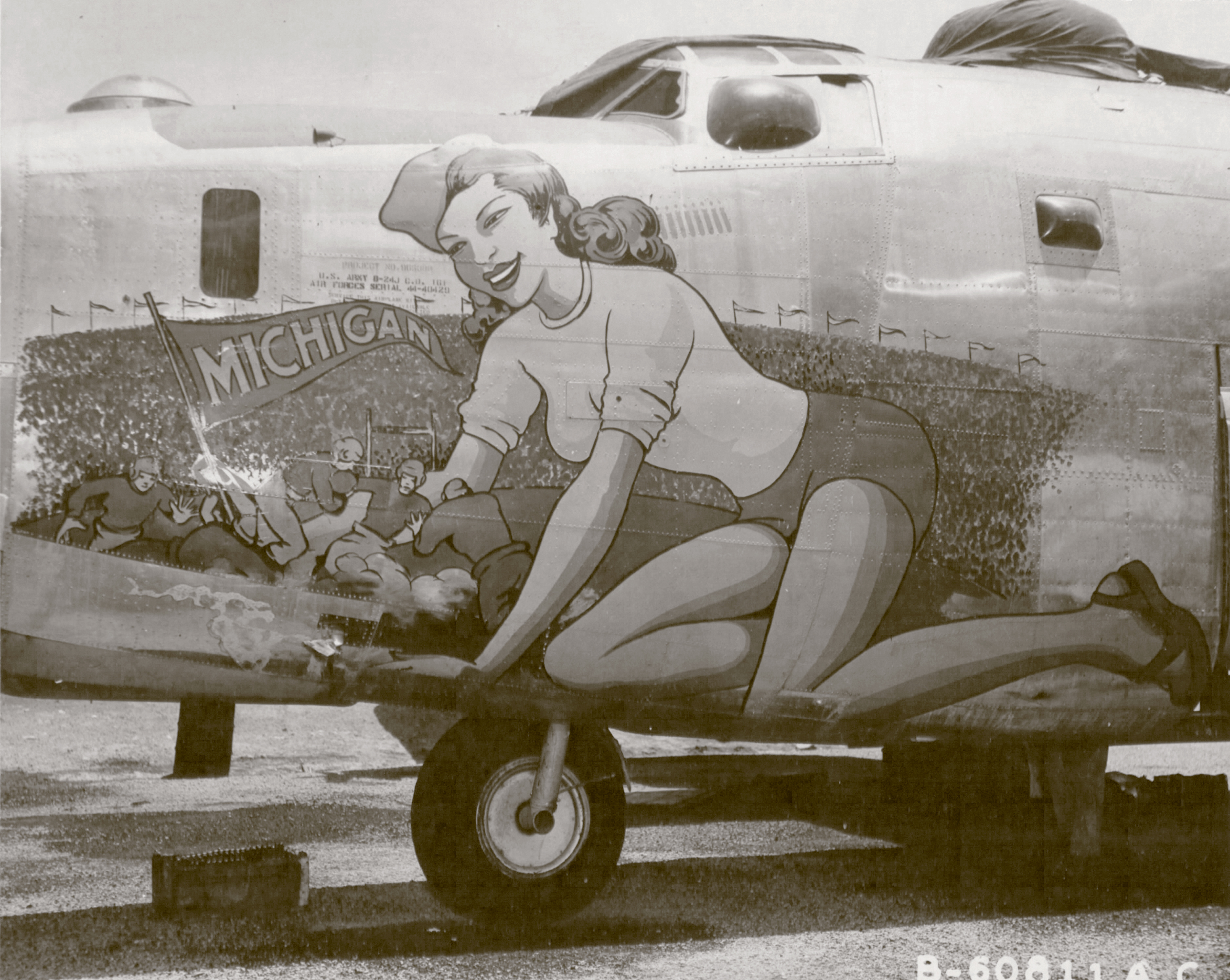 44-40429 B-24J Liberator 5AF 43BG64BS Michigan nose art left side New Guinea 01