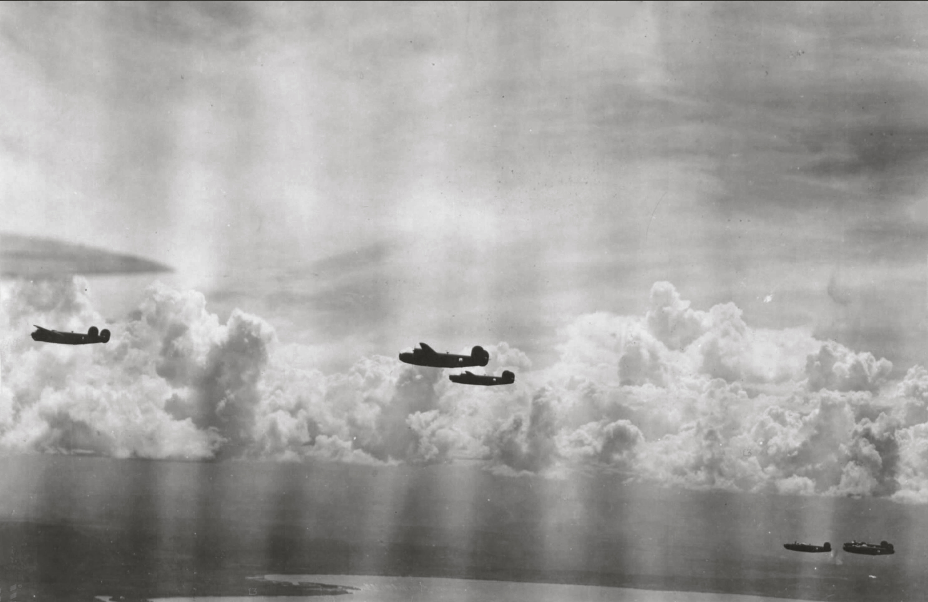Consolidated B-24D Liberators 5AF 43BG bomb the Boram airstrip at Wewak New Guinea 18th Feb 1944 01